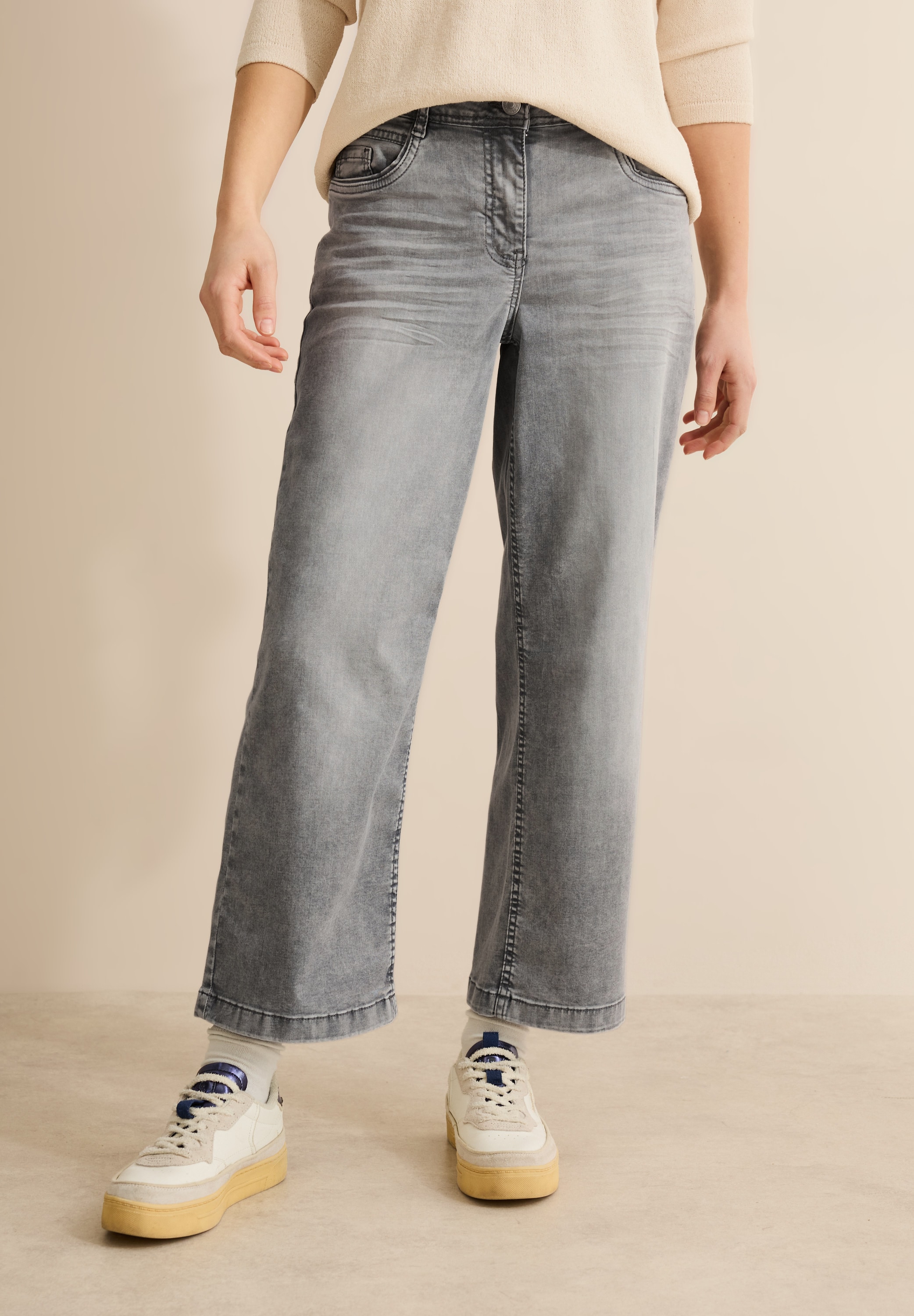 Cecil Weite Jeans, softer Materialmix