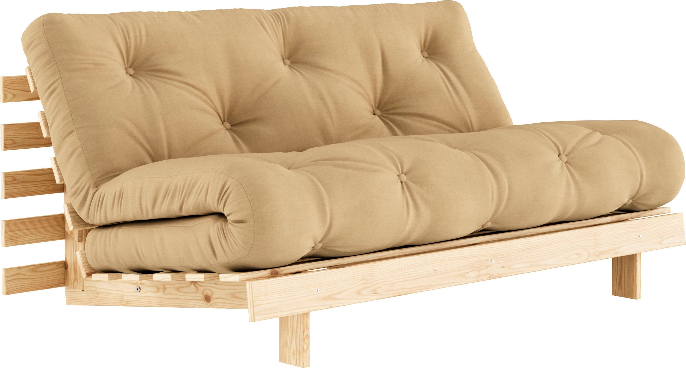 Karup Design Schlafsofa »Roots 160 Schlafsofa, Gästebett, Sofa mit Futonmatratze«, (2 St.), Inkl. Futonmatratze, Liegefläche 160x200 cm, FSC® zertifizierte Kiefer