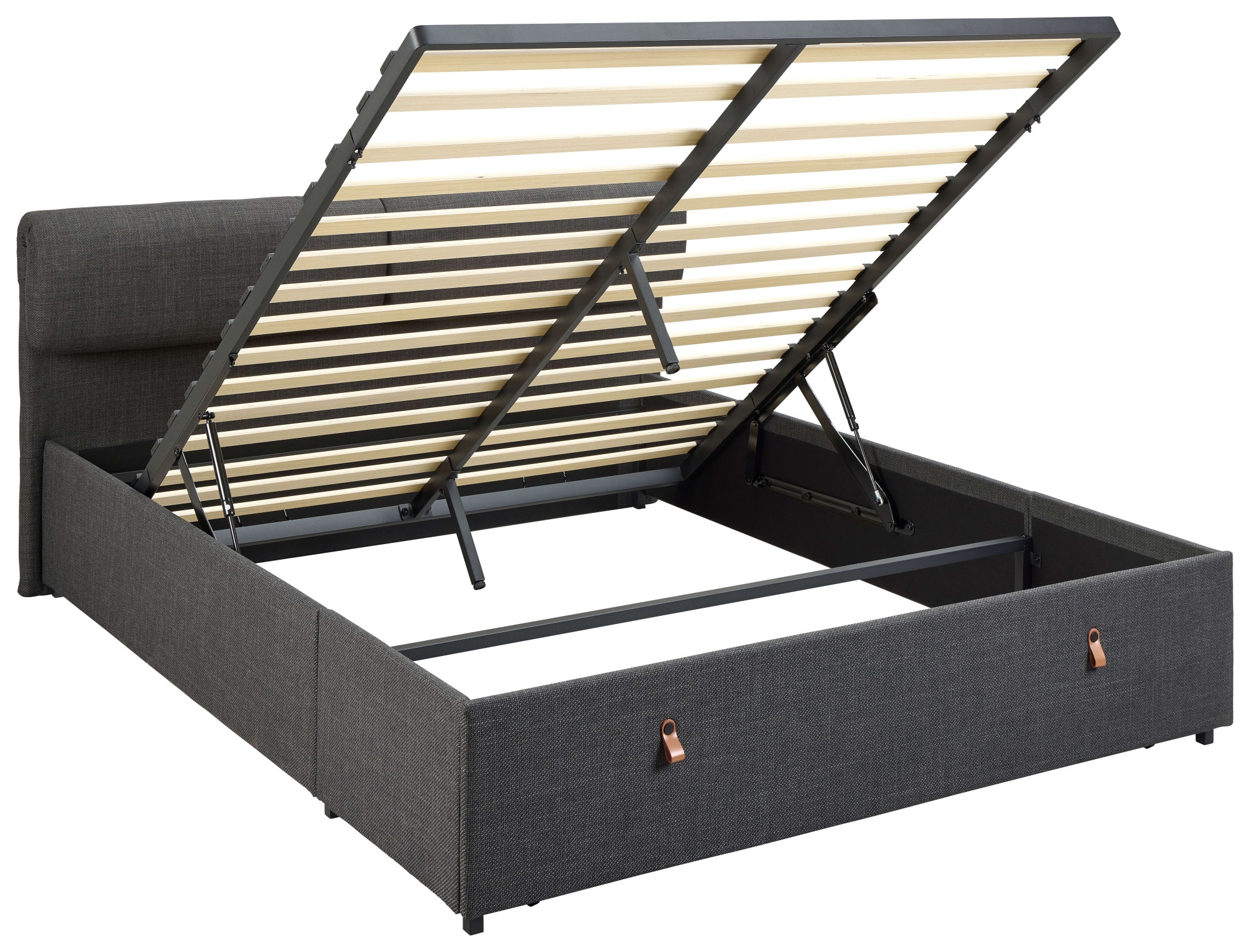ACTONA GROUP Polsterbett »Calvi«, Bett, dunkelgrau, schwarz, verstellbar, versteckter Stauraum,160x200cm