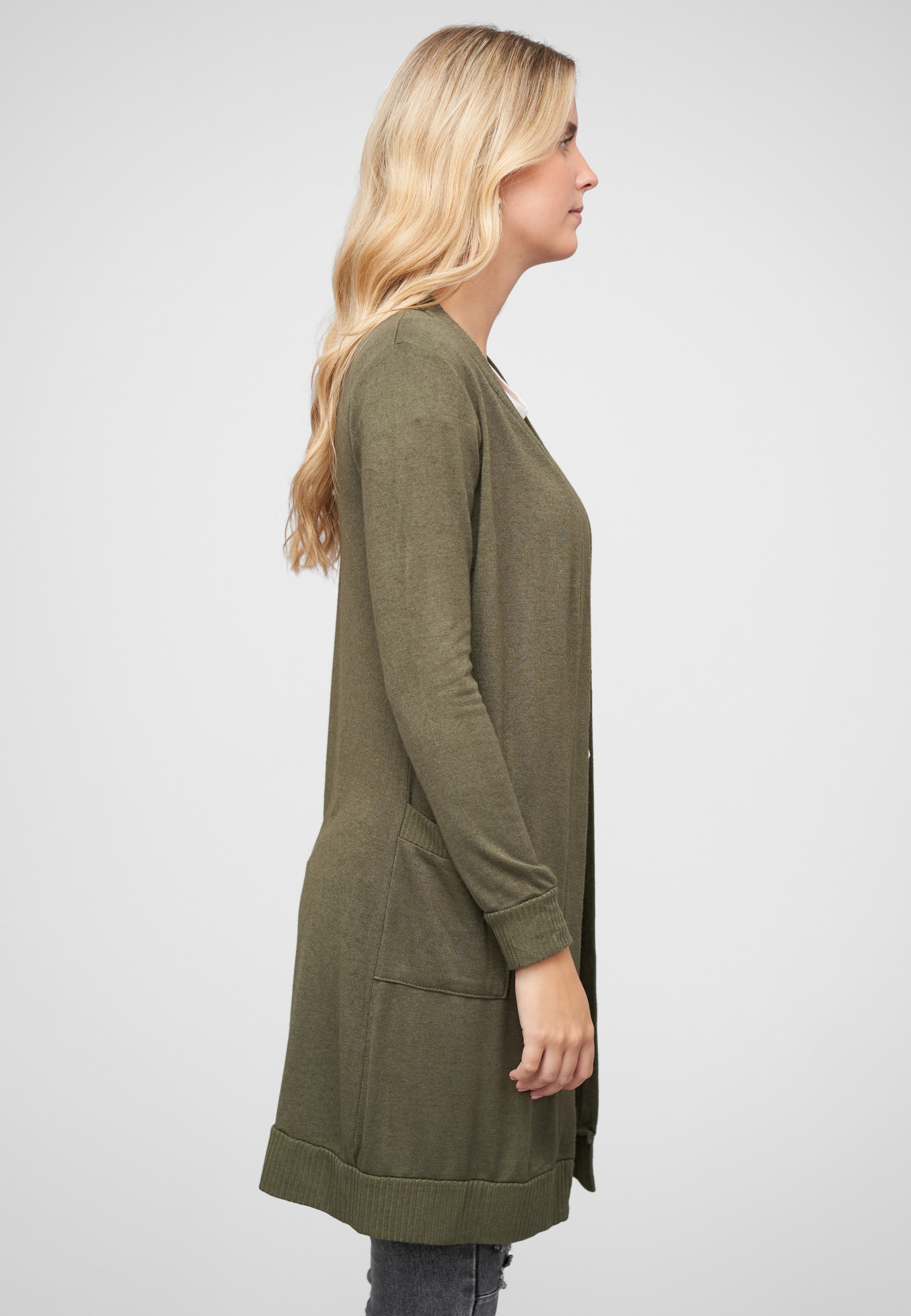 CLOUD 5IVE Strickjacke »CLOUD 5IVE Longform Viskose Cardigan mit 2 seitl. Taschen« 1 Stk.