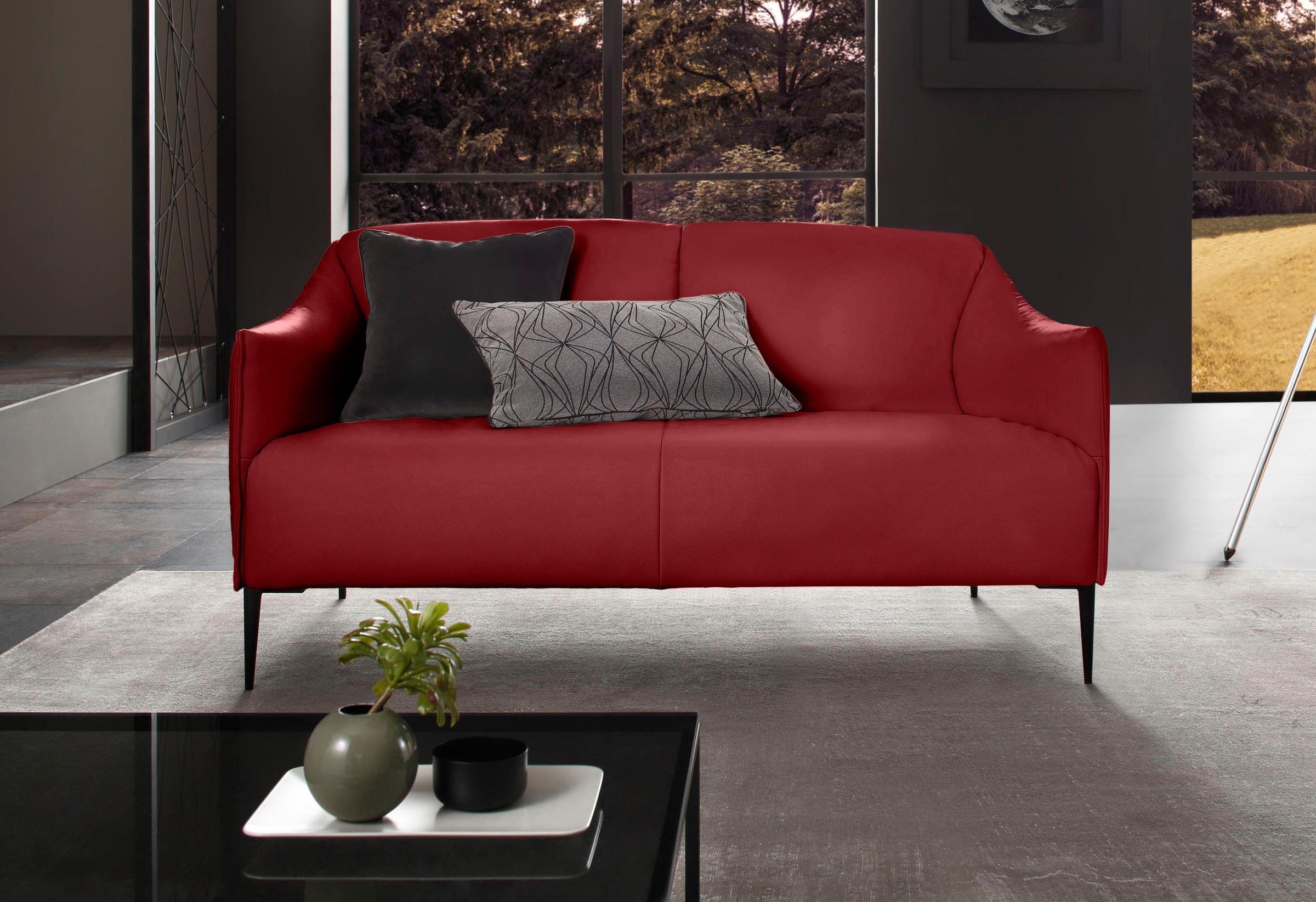 W.SCHILLIG 2-Sitzer »sally Design-Sofa, Loungesofa, bequem, schmale Armlehnen, Breite 154cm« mit Metallfüßen in Schwarz pulverbeschichtet, Breite 154 cm