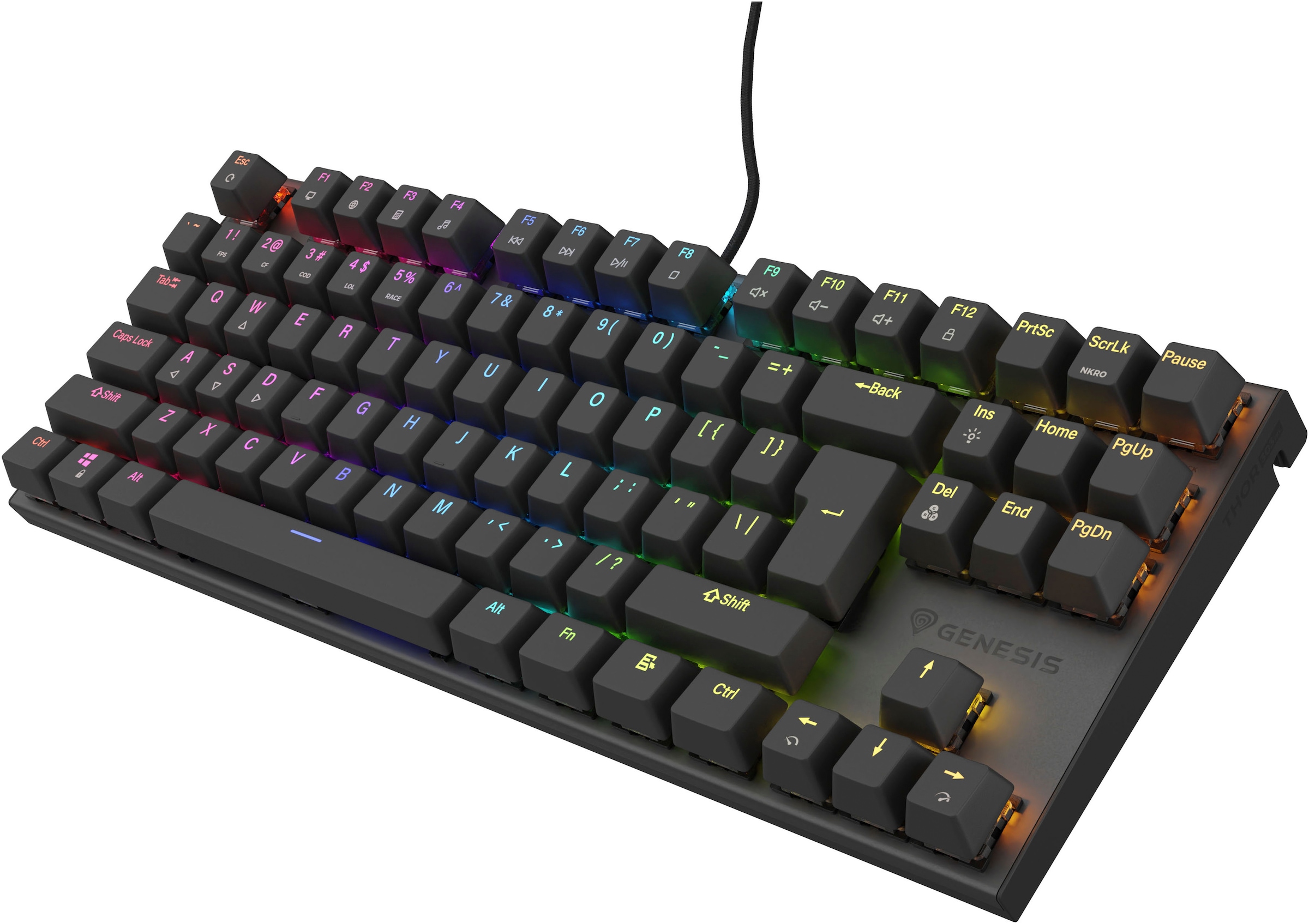 Genesis Gaming-Tastatur »THOR 303 TKL« (Antirutsch-Füße | Funktionstasten | Makrotasten | Multimedia-Tasten | Profil-Speicher | USB-Anschluss | Windows-Sperrtaste)