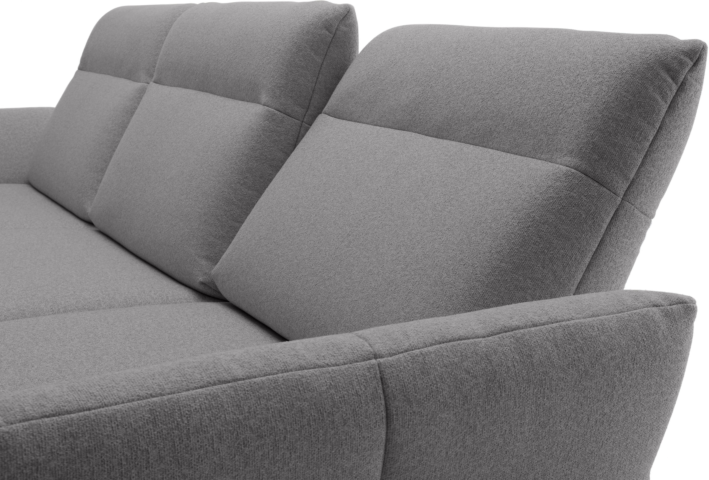 Creation BY ROLF BENZ Ecksofa »CR.460 Designsofa mit verstellbarer Rückenlehne, hochwertig & bequem« Sockel in Eiche, Alugussfüße in umbragrau, Breite 298 cm