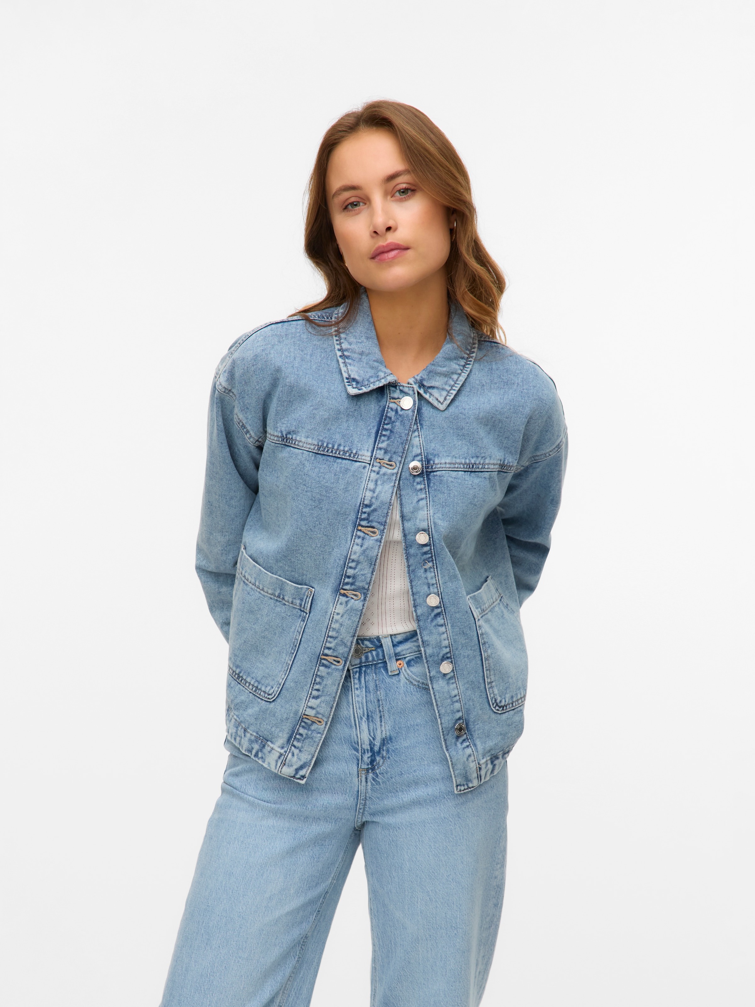 Vero Moda Jeansjacke "VMJAMIE LS DENIM SHACKET MIX NOOS" Baumwollmischung günstig online kaufen