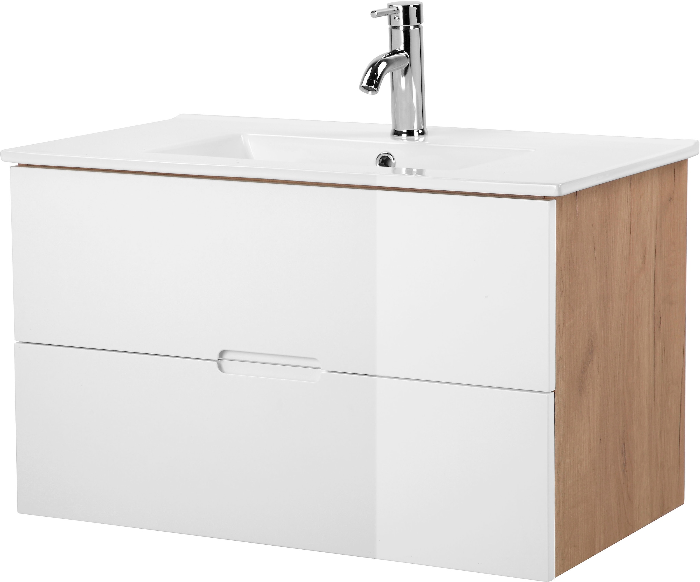 | Waschbecken Waschplatz andas BAUR Auszügen 2 Unterschrank Becken«, mit Badezimmerschrank mit Breite Waschtisch und cm 80 »Lund