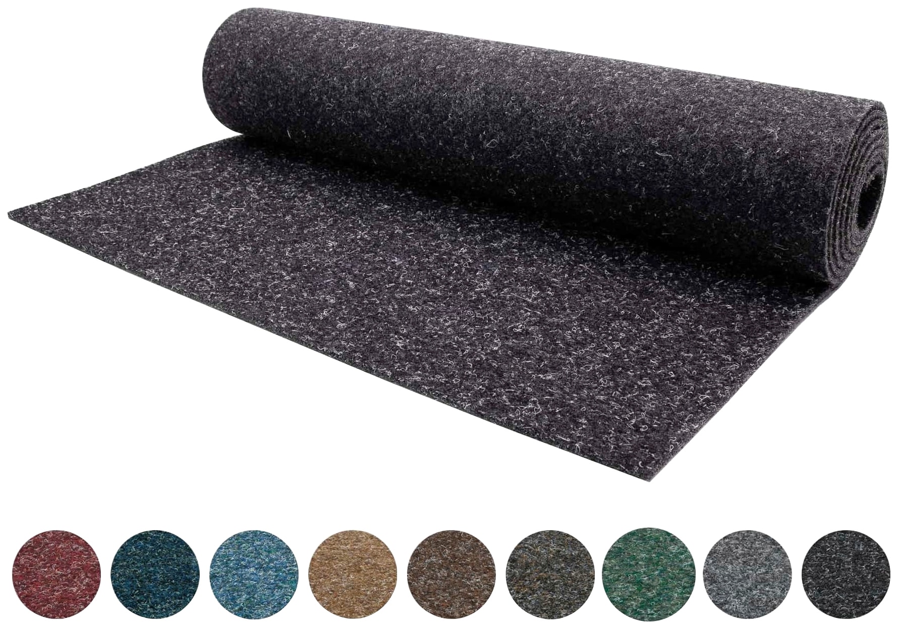 Nadelvliesteppich "MERLIN, Made in Netherlands", grau (anthrazit), B:200cm H:5,2mm L:1.700cm, Nadelfilz, PRIMAFLOR-IDEEN IN TEXTIL, Teppiche, Flachgewebe, Nadelvlies, meliert, besonders robust & strapazierfähig