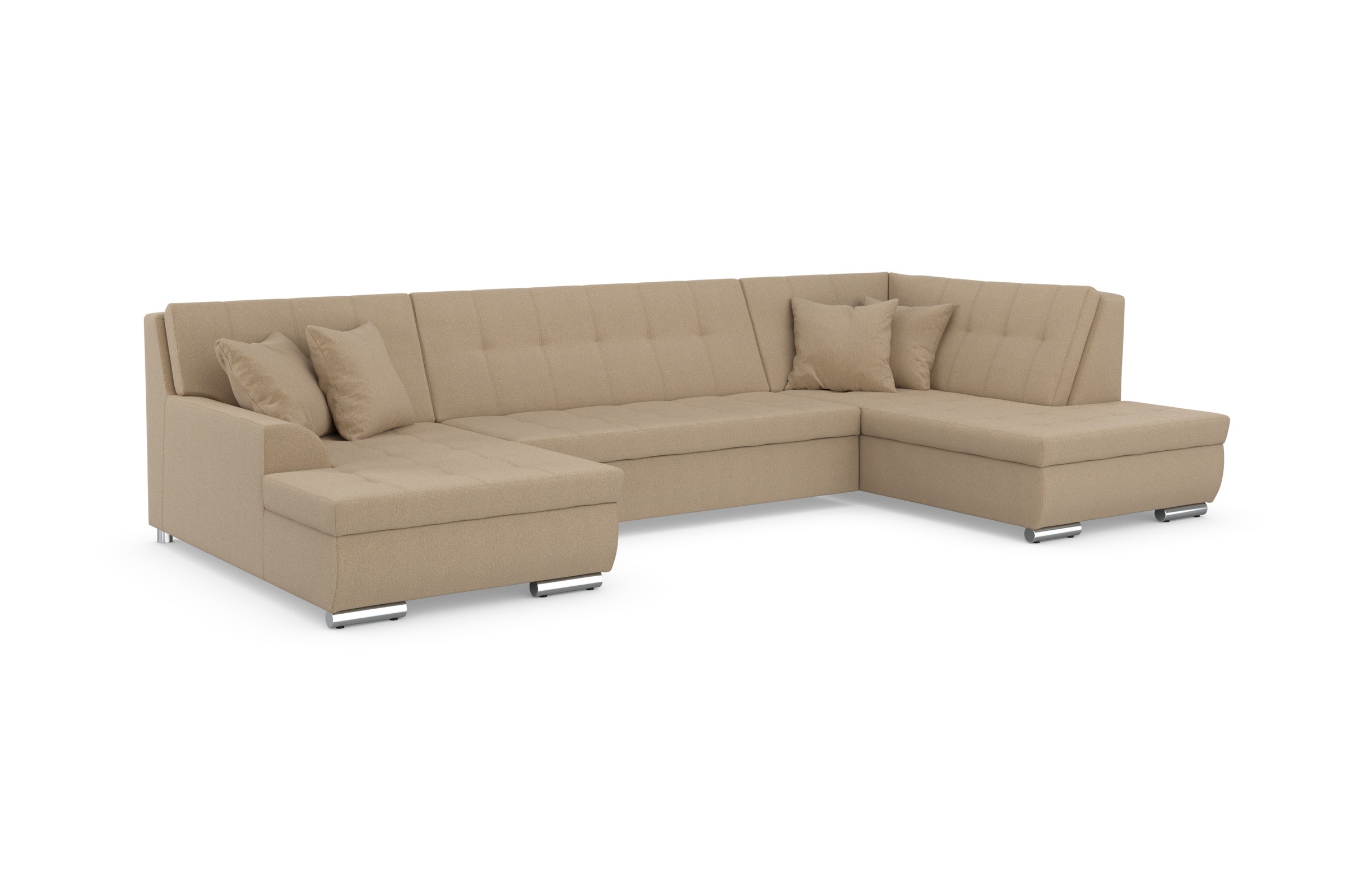 DOMO collection Wohnlandschaft »Treviso incl. Zierkissen, moderne Steppung, XXL: B/T/H: 364/201/83 cm«, wahlweise mit Bettfunktion, in vielen Bezugsarten auch in Cord U-Form