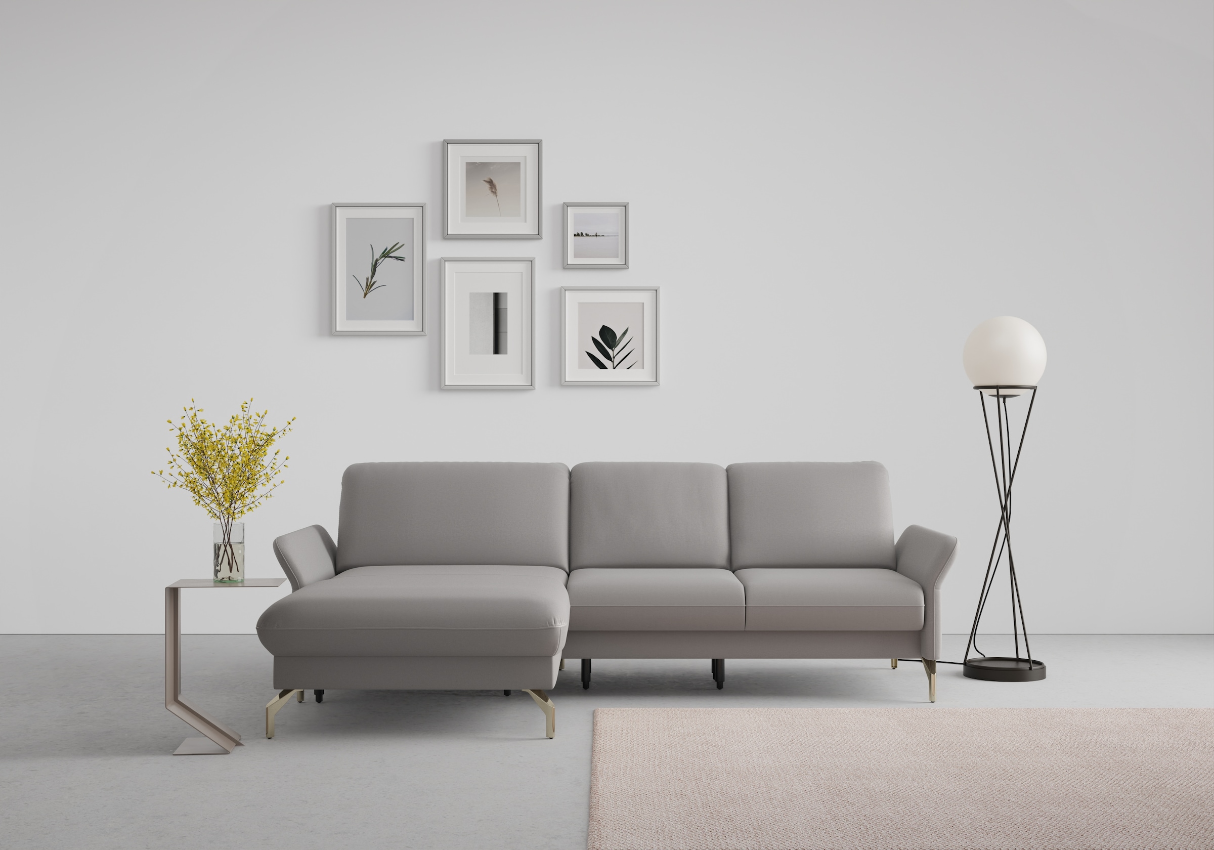 sit&more Ecksofa "Fashion L-Form" wahlweise mit Kopfteilverstellung, Vorziehsitz, motorisch, Nickelfüße