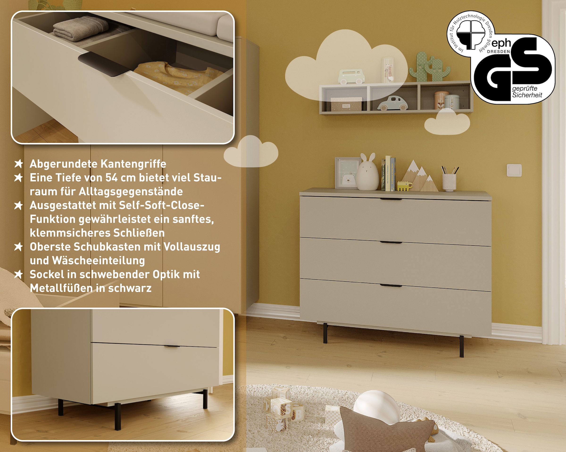 GERMANIA Wickelkommode »Tomino«, bis 21 kg, modernes Design, B/H/T 105/100/54, Wickelfläche 85 x 75 cm, 105 cm