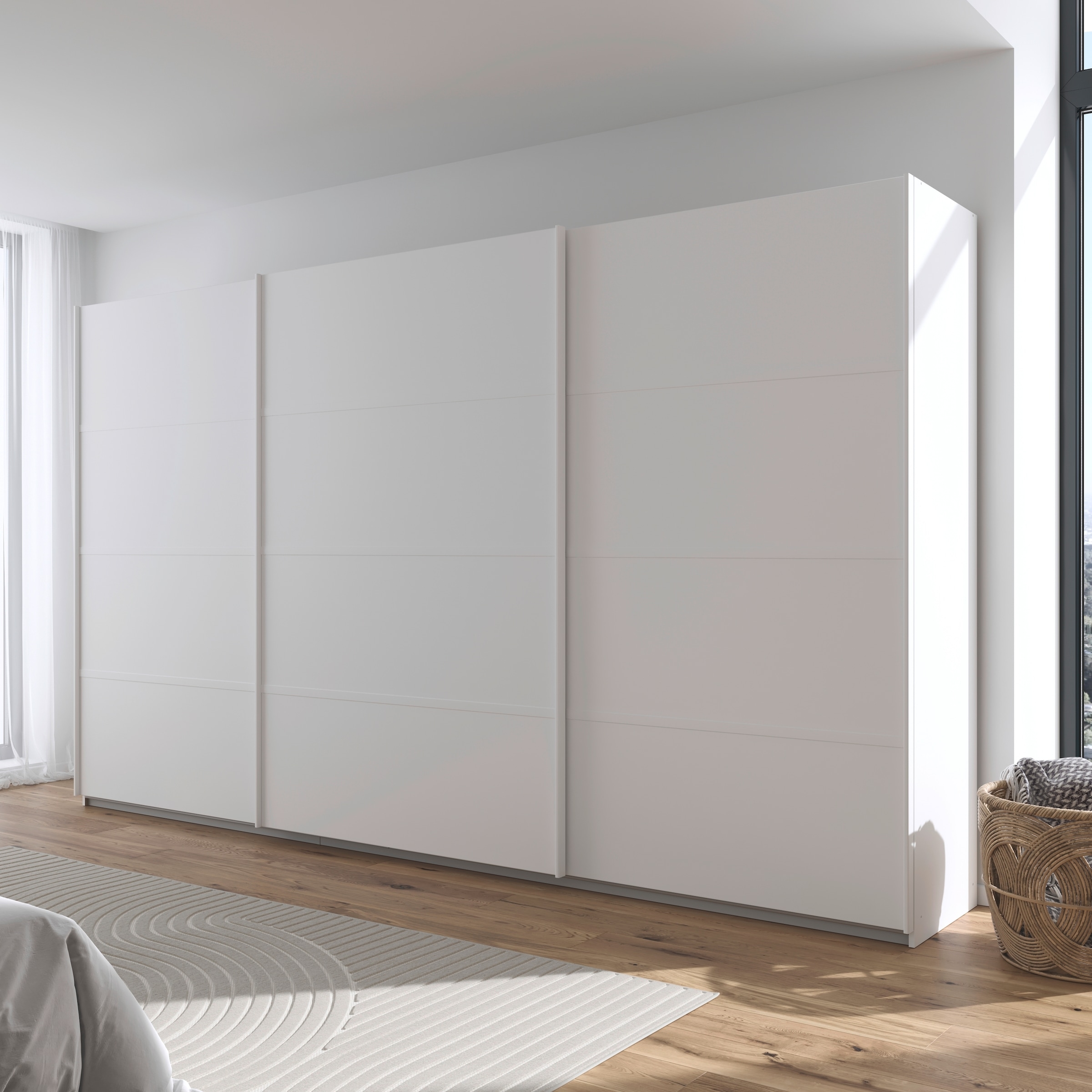 rauch Kleiderschrank »Schwebetürenschrank OTTO´s Choice Garderobe Schrank TOP ANGEBOT Avola«, (in 3 verschiedenen Ausstattungen BASIC/CLASSIC/PREMIUM), mit eleganten Zierleisten in Chrom, Schwarz oder Weiß MADE IN GERMANY
