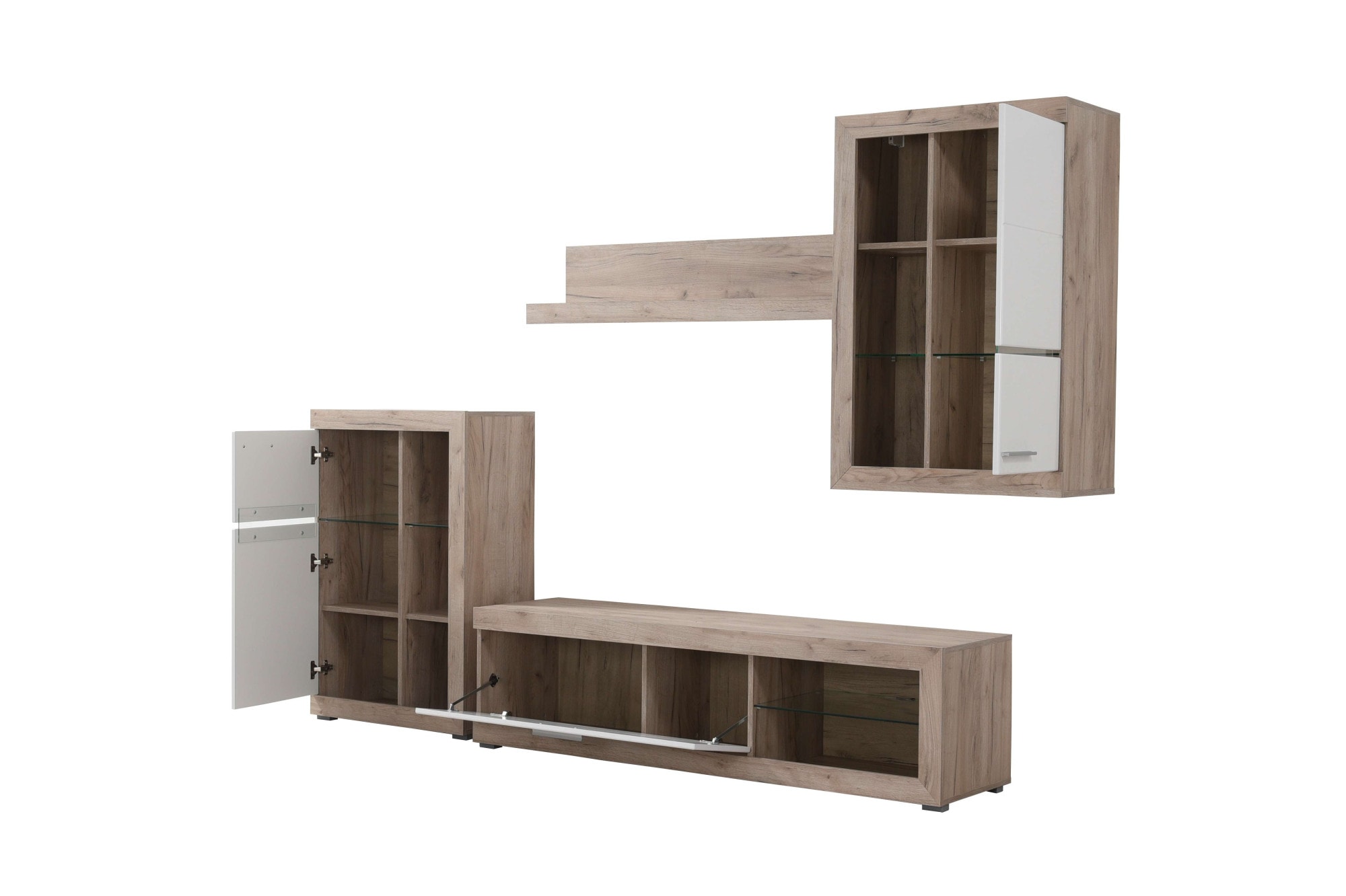 INOSIGN Wohnzimmer-Set »Rosso Wohnwand, Mediawand, Anbauwand, für TV bis 60', Breite 267 cm« Komplett-Set, 4-st, 4 Stk. tlg.