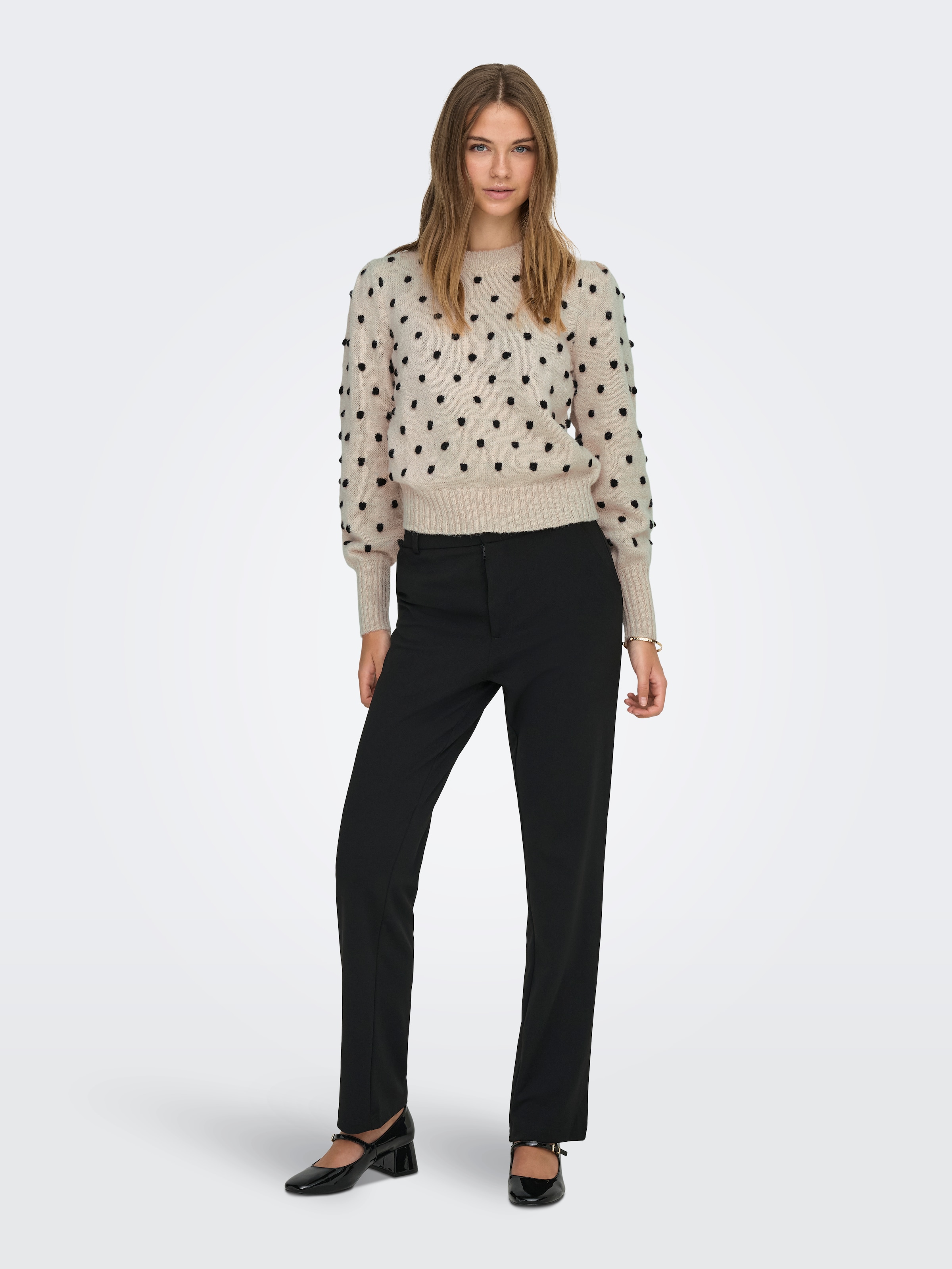 JDY Rundhalspullover »JDYSIGRID LIFE L/S ON PUFF PULL KNT NOOS« in gepunkteter Optik