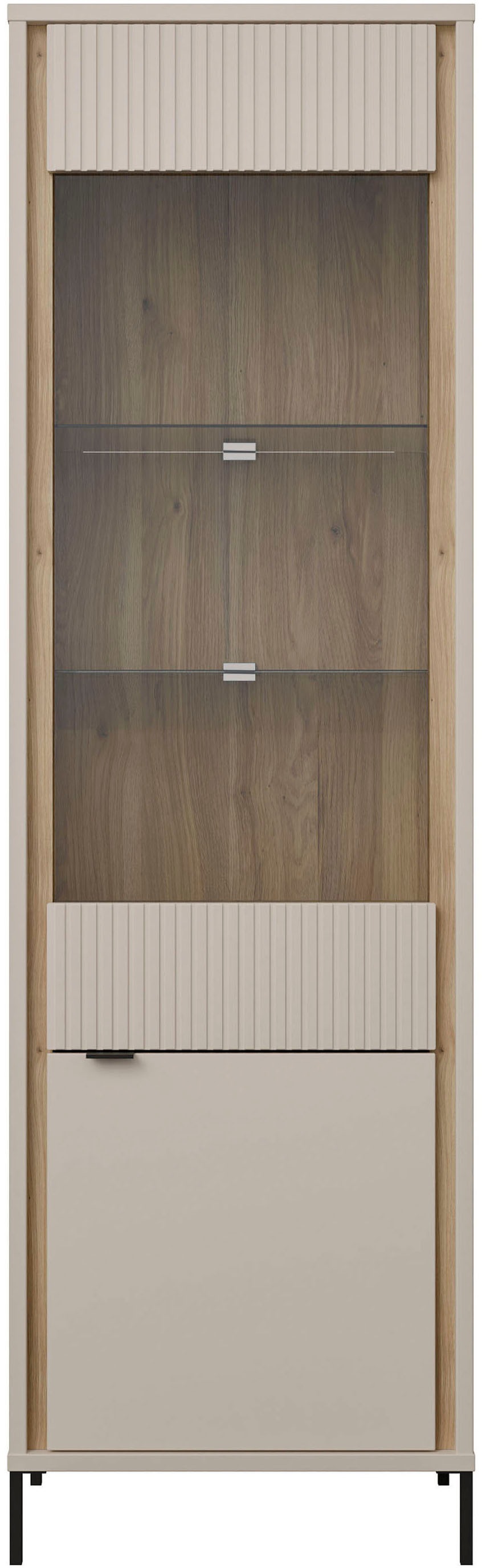FORTE Vitrine »Forte Seravel Vitrine, 2-türig, Höhe 192,2 cm Lamellen« B/H/T 59,4/199,2/41,5 cm, Glastüre, optionale Beleuchtung