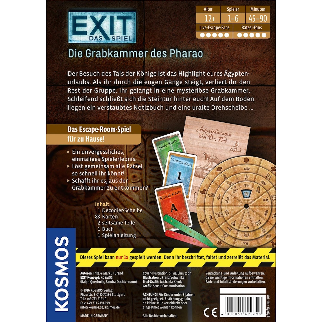 Kosmos Spiel »EXIT, Das Spiel, Die Grabkammer des Pharao«