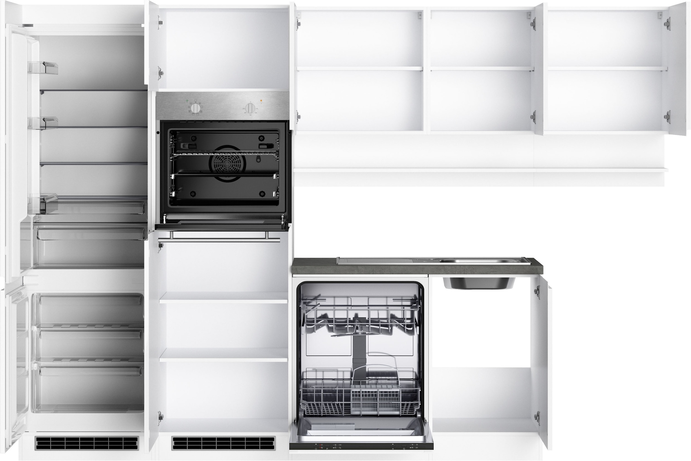 KOCHSTATION Winkelküche »KS-Virginia,neu in verbesserter Ausführung« Arbeitsplatte 38 mm stark, Stauraum, Softclose,  Stellbreite 290/180 cm, Soft-Close, ohne E-Geräte