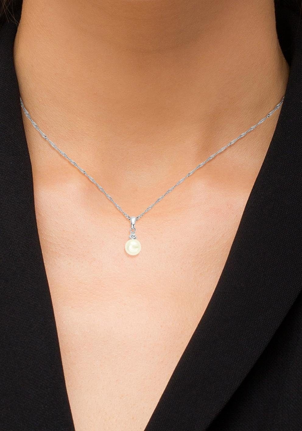 Amor Kette mit Anhänger »2012671«, mit Zirkonia (synth.) - mit Süßwasserzuchtperle