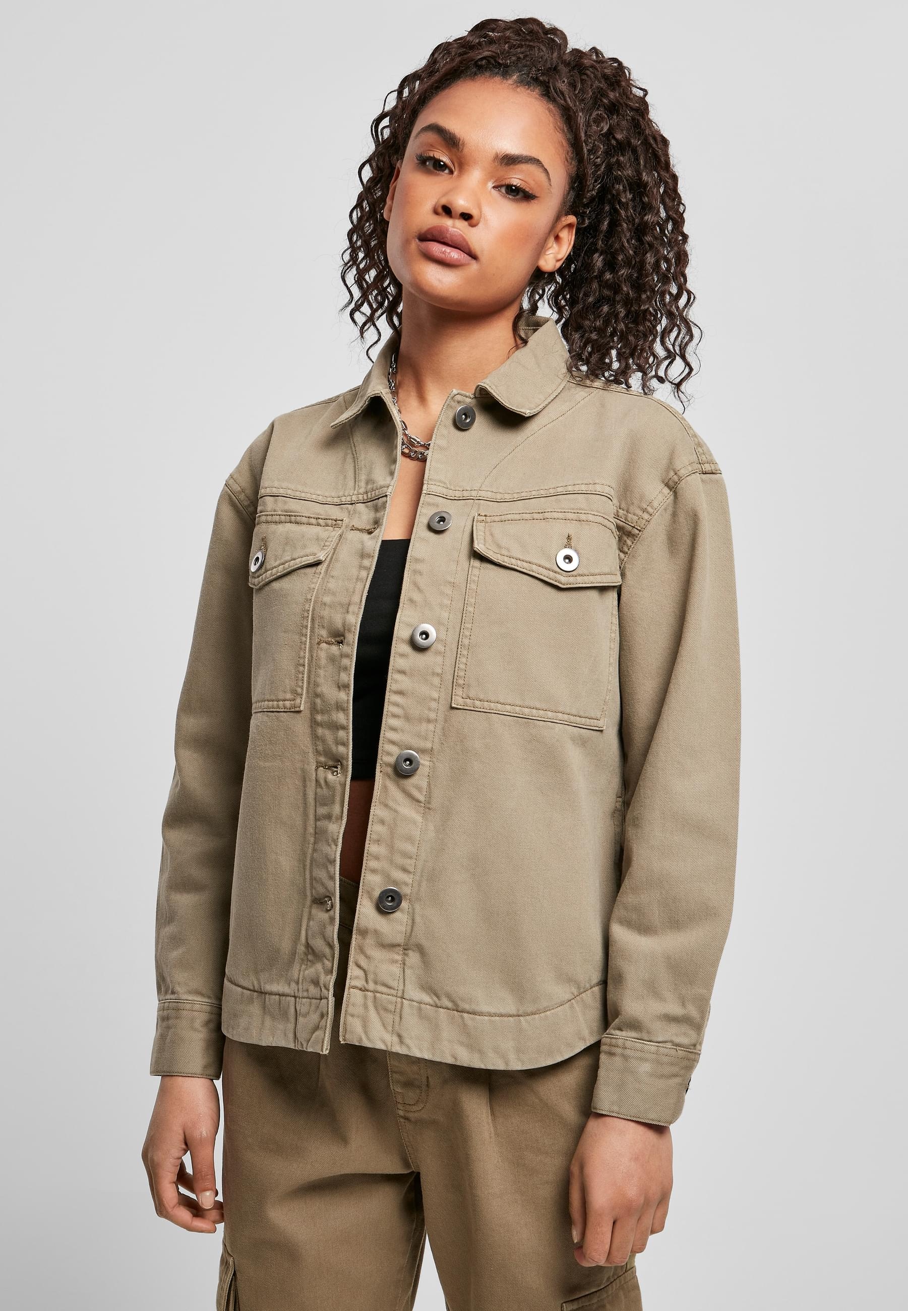 URBAN CLASSICS Allwetterjacke »Urban Classics Damen Ladies Oversized Shirt Jacket«, (1 St.), ohne Kapuze