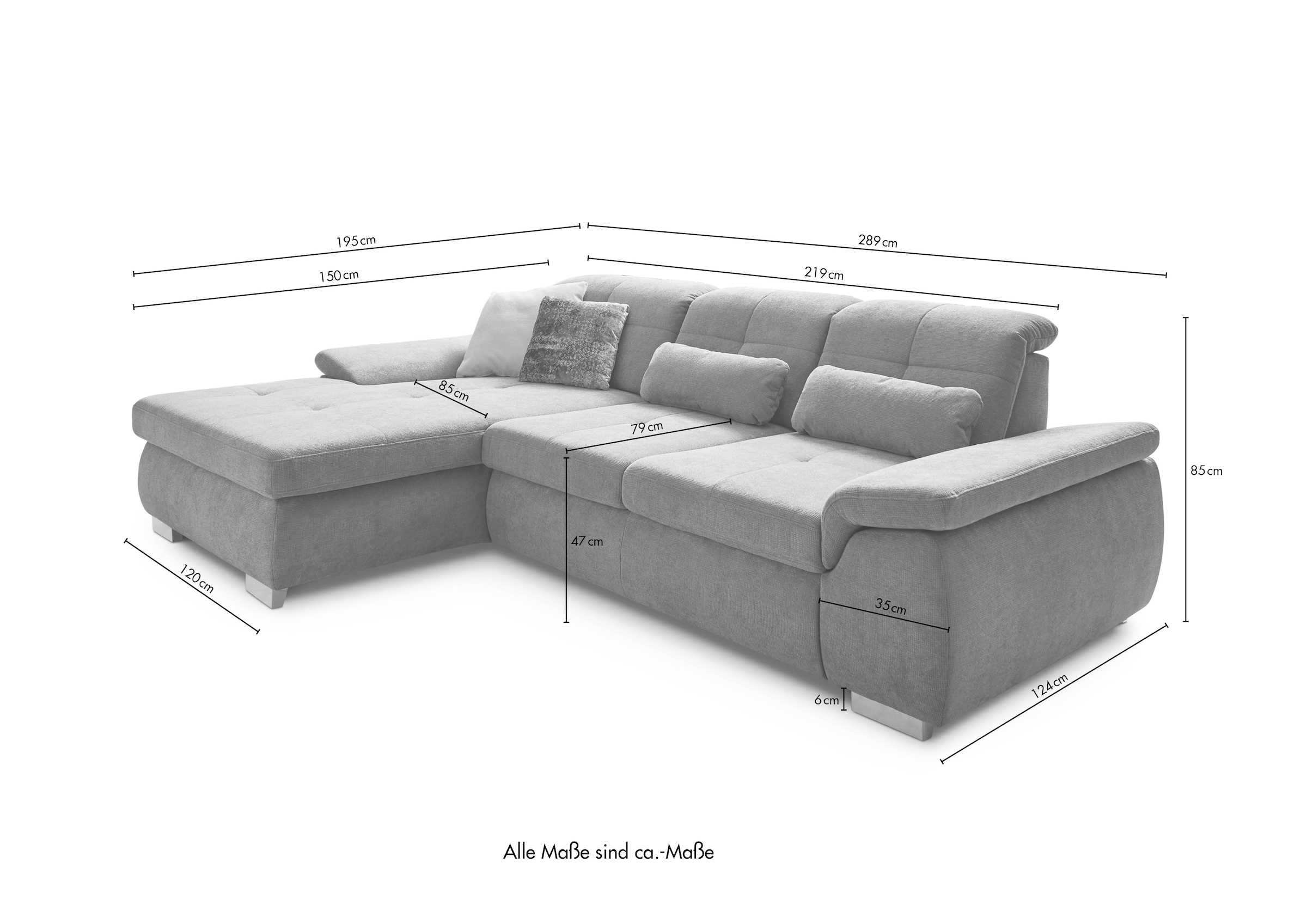Die PlanBar Ecksofa »MP-IN16037 L-Form mit Kaltschaum-Polsterung«, mit Sitztiefenverstellung & Zierkissen