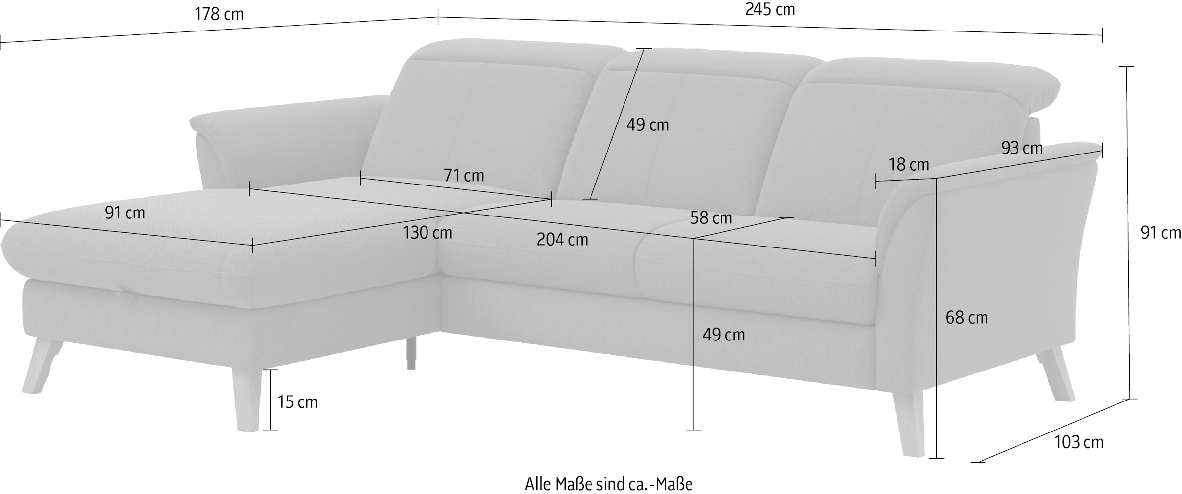 sit&more Ecksofa »Romero L-Form« wahlweise mit oder ohne Relax-Funktion, Bettfunktion, Bettkasten