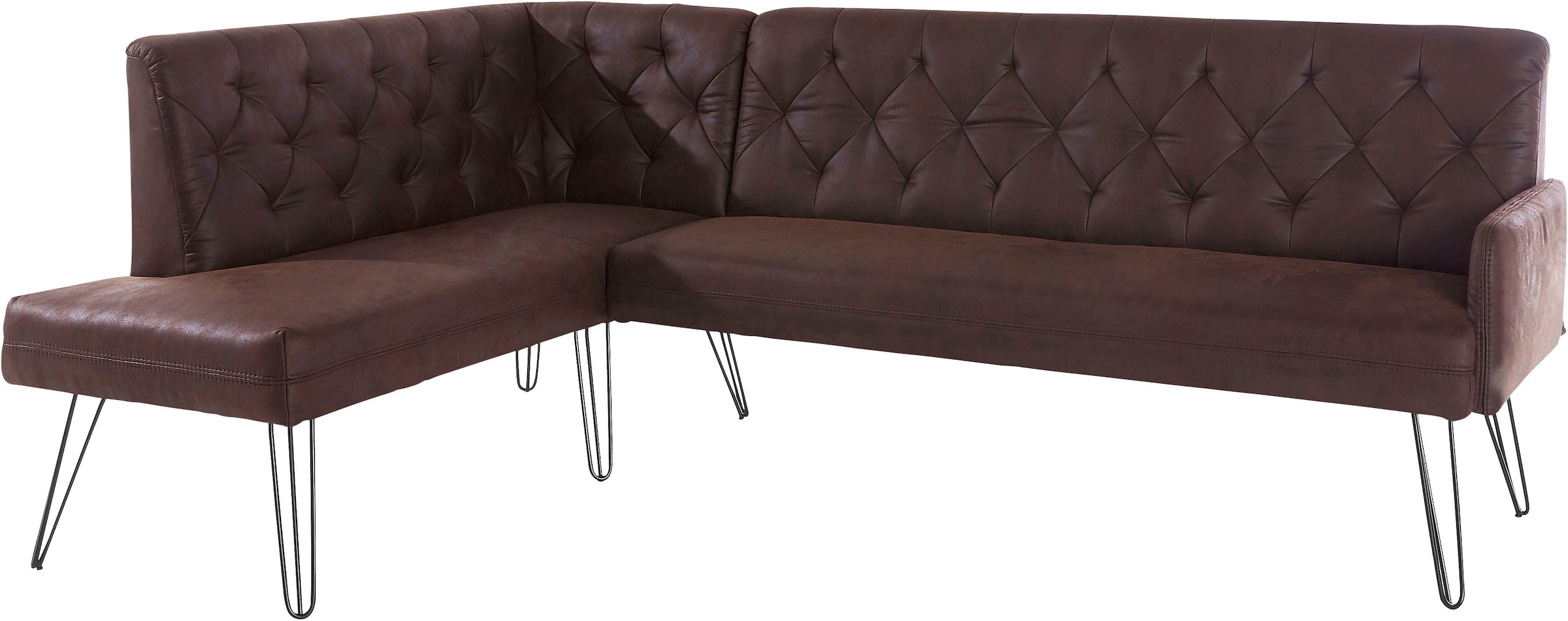exxpo - sofa fashion Eckbank »Doppio, Chesterfield Optik, komfortabel und bequem, hohe Designfüße«, Frei im Raum stellbar