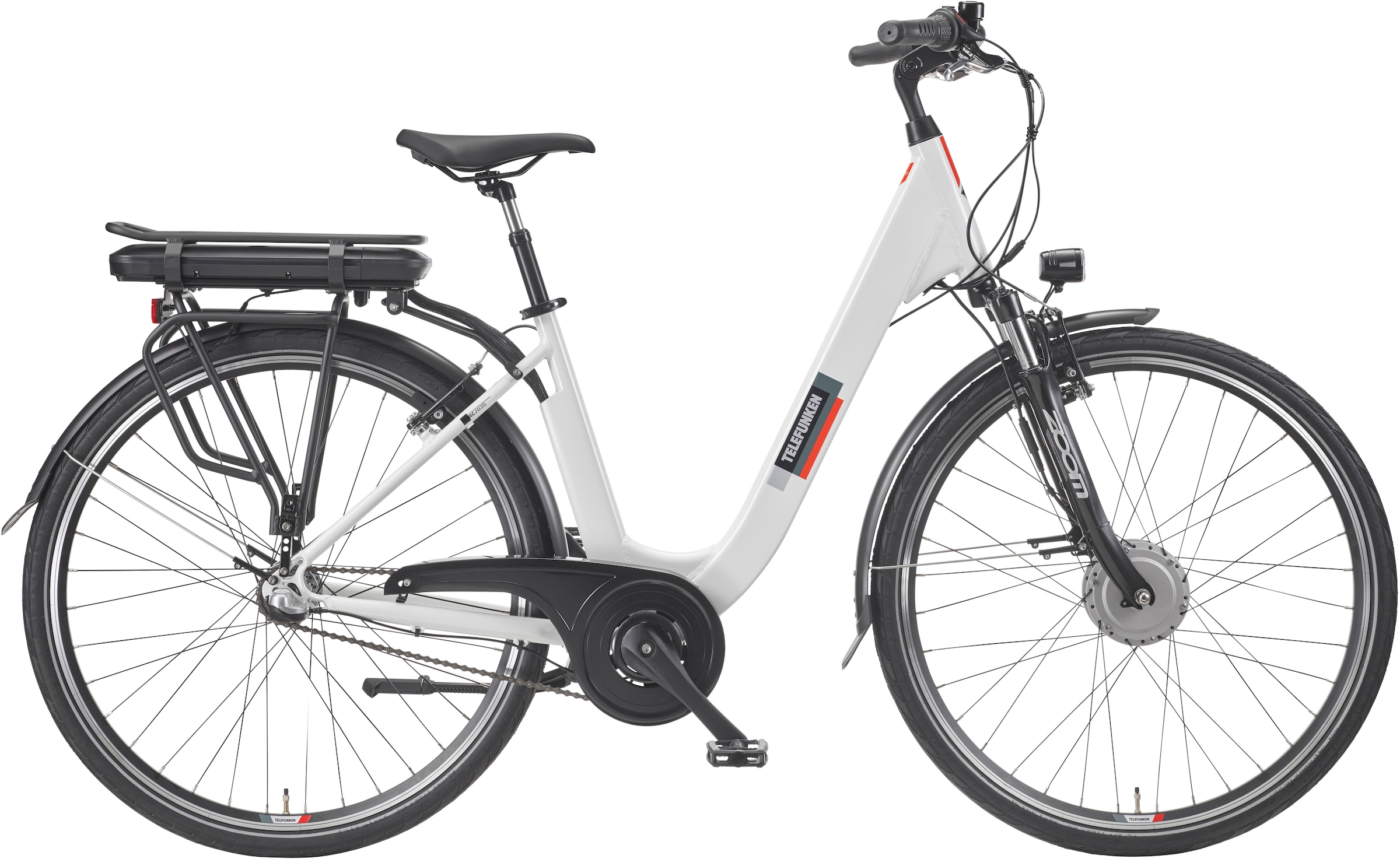 Telefunken E-Bike »Multitalent RC835«, 3 Gang, Shimano, Frontmotor 250 W, (28 Zoll, Straßenzulassung, ca. 100 km Reichweite), Pedelec, Elektrofahrrad für Herren u. Damen, tiefer Einstieg