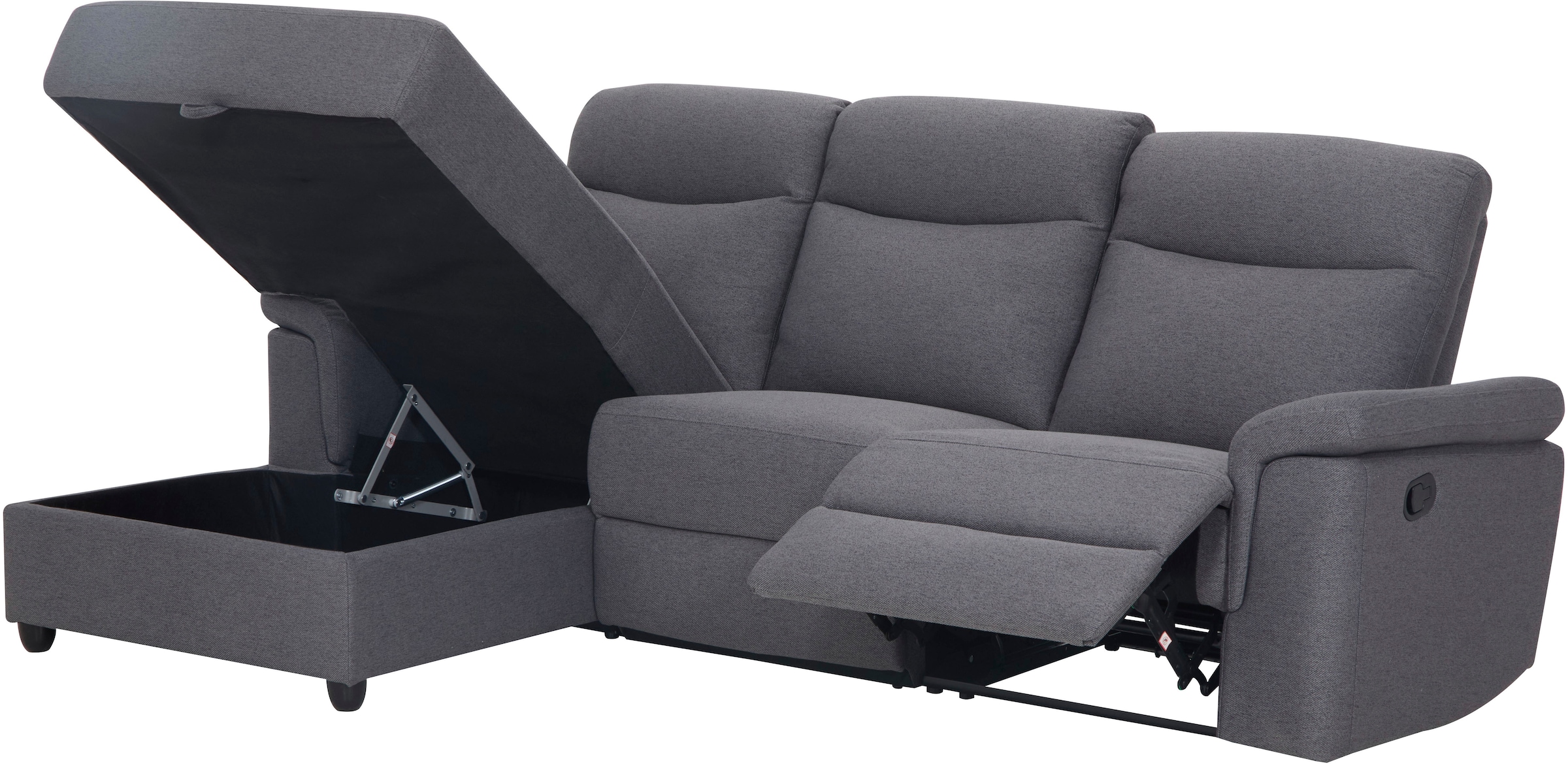 Home affaire Ecksofa »BRIONNE, L-Form, 255cm, manuelle u. elektrische Funktion (USB A/C),«, Liegefunktion, Stauraum, Federkernpolsterung, Webstoff