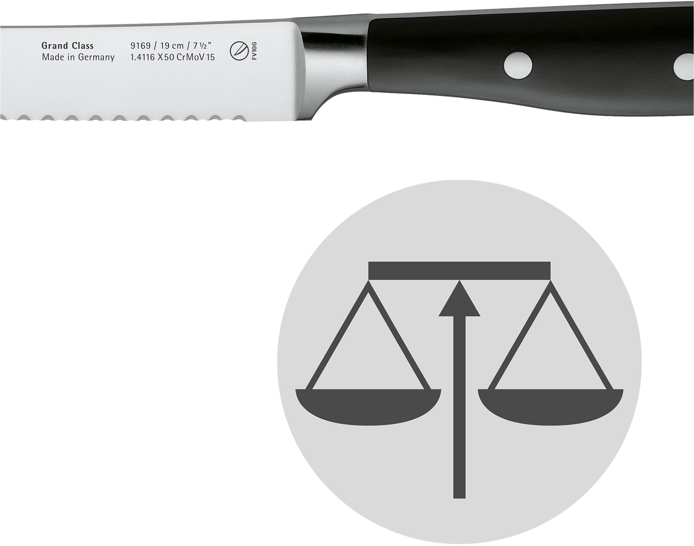 WMF Brotmesser »Grand Class«, (1 tlg.), langanhaltende Schärfe, Doppelwellenschliff, fugenlos ergonomisch