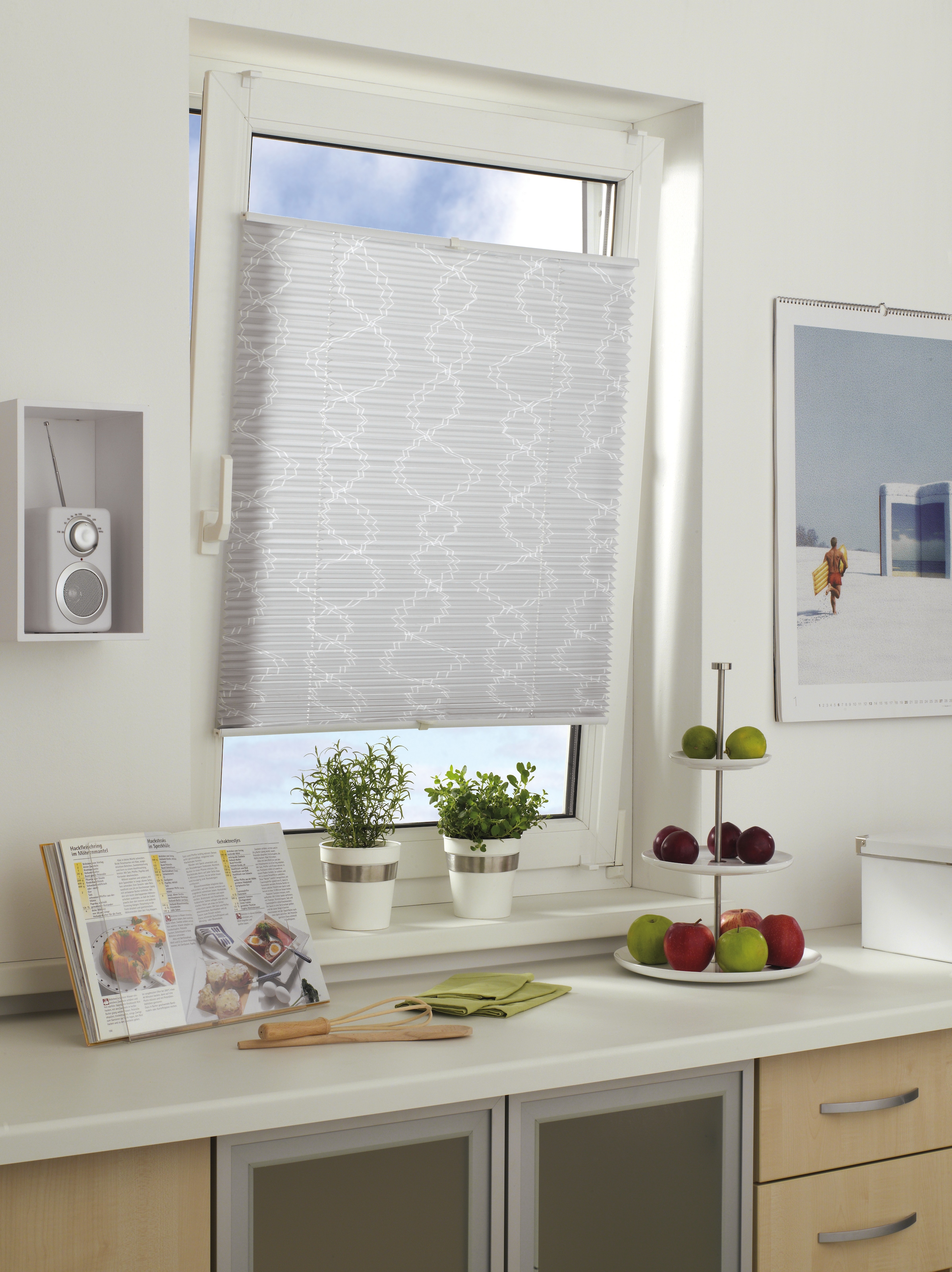 GARDINIA Plissee »EASYFIX Entry mit 2 Bedienschienen« Lichtschutz ohne Bohren verspannt in der Breite kürzbar