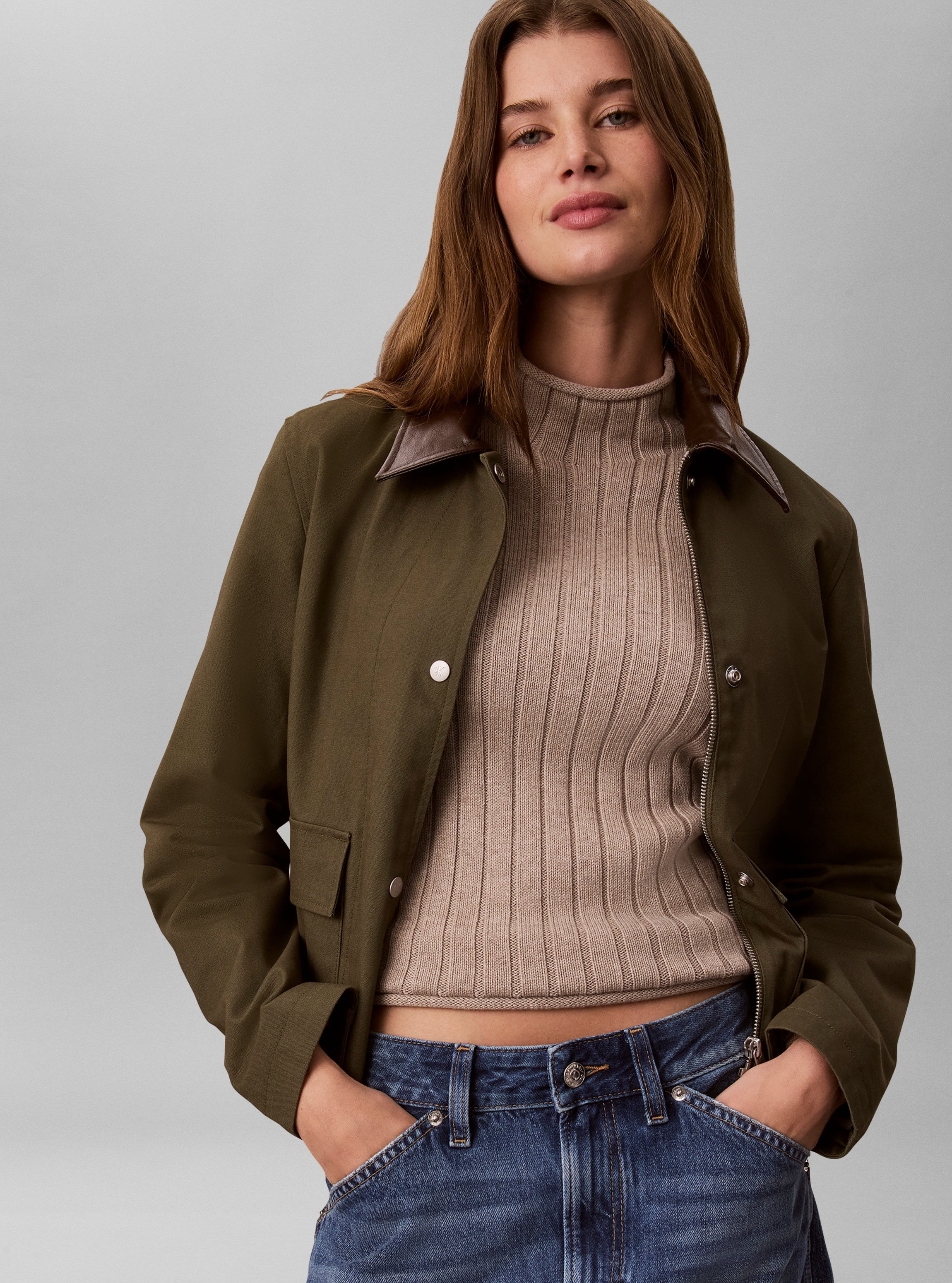 Calvin Klein Jeans Rollkragenpullover "WOVEN LABEL T-NECK SWEATER" Regular fit mit Stehkragen