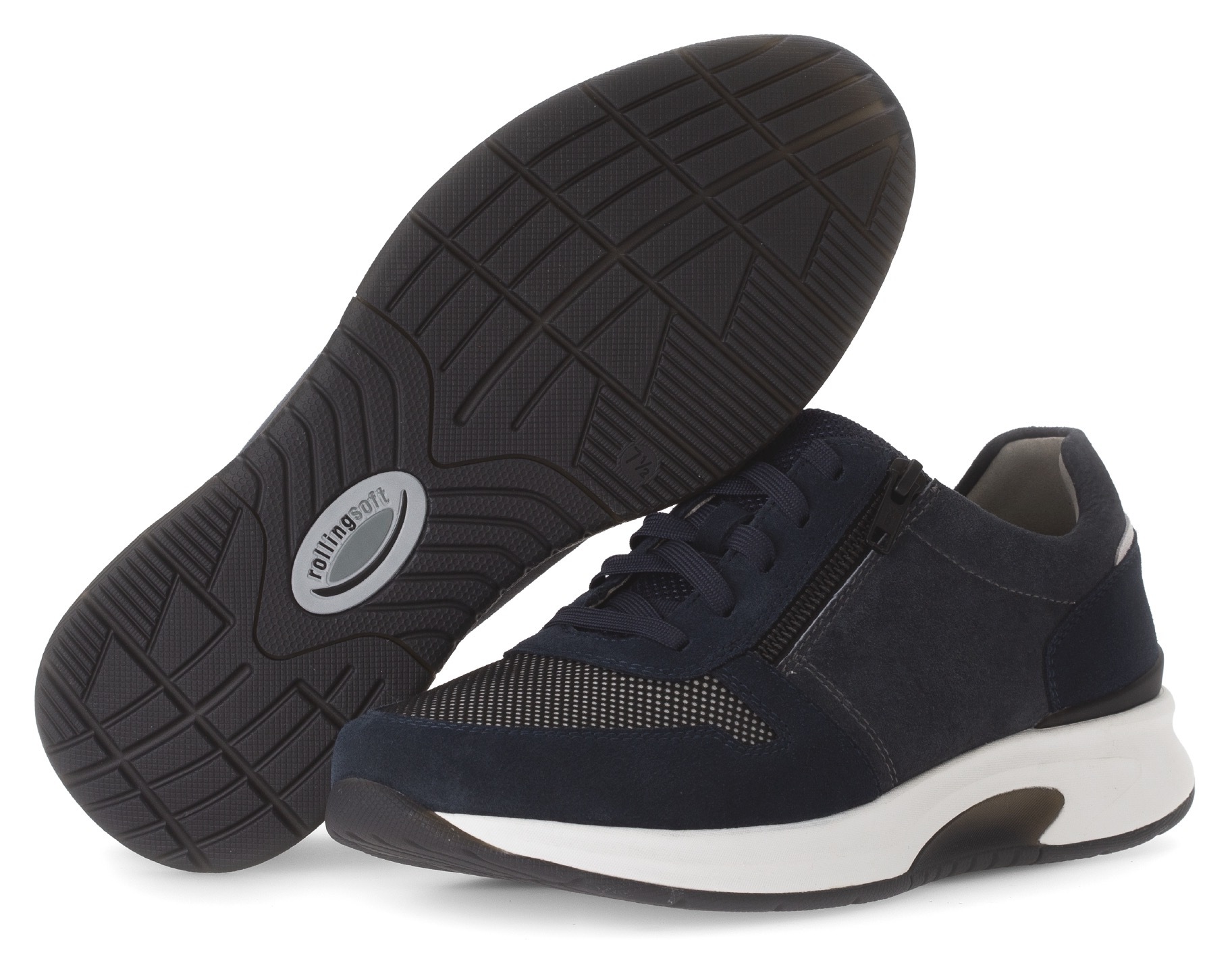 Gabor Rollingsoft Keilsneaker, Freizeitschuh, Halbschuh, Schnürer mit Außenreißverschluss, G-Weite