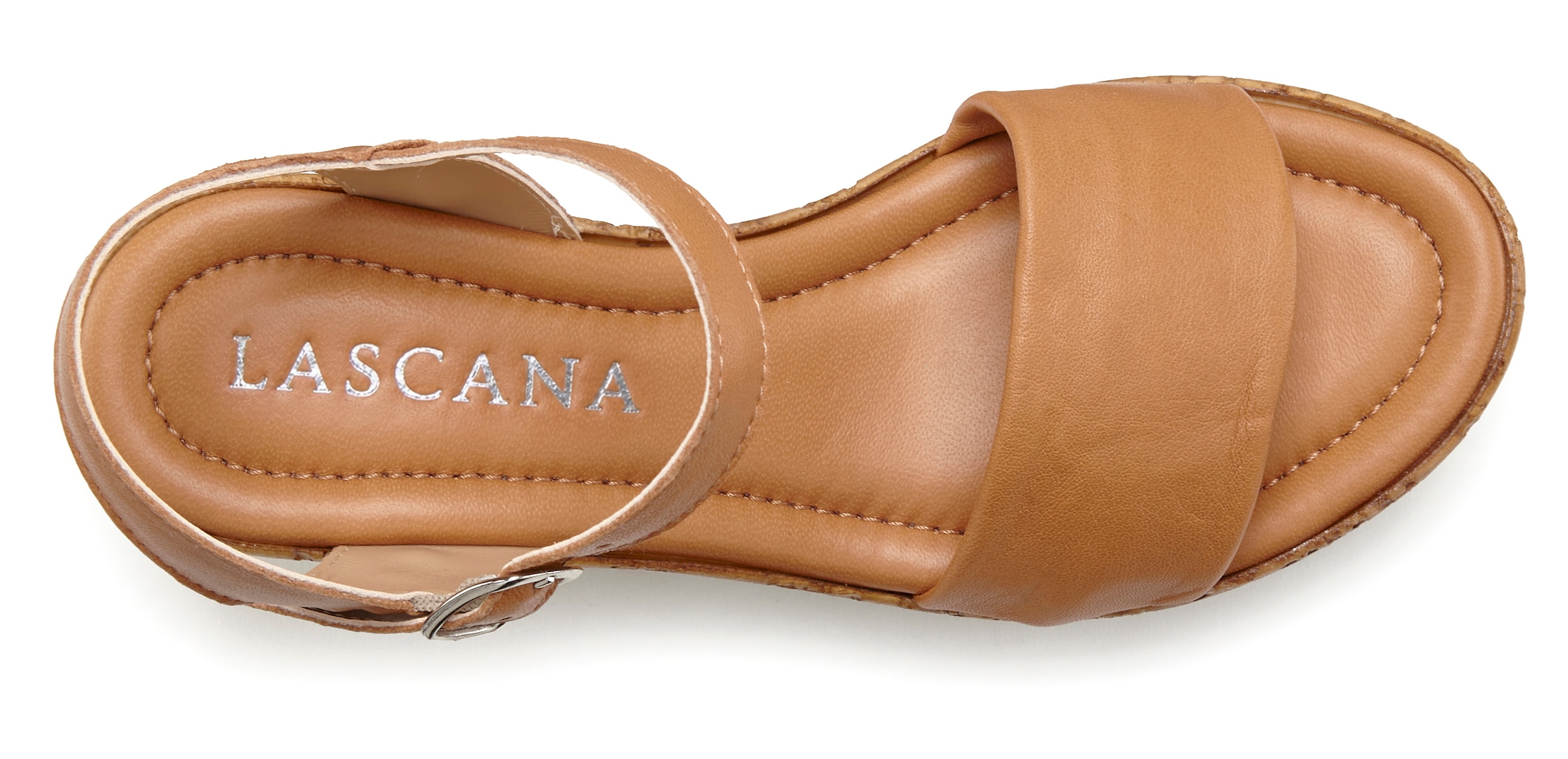 LASCANA Sandalette »Sommerschuh, offener Schuh, Sandale, Keilsandalette,«  NEU aus Leder mit Keilabsatz