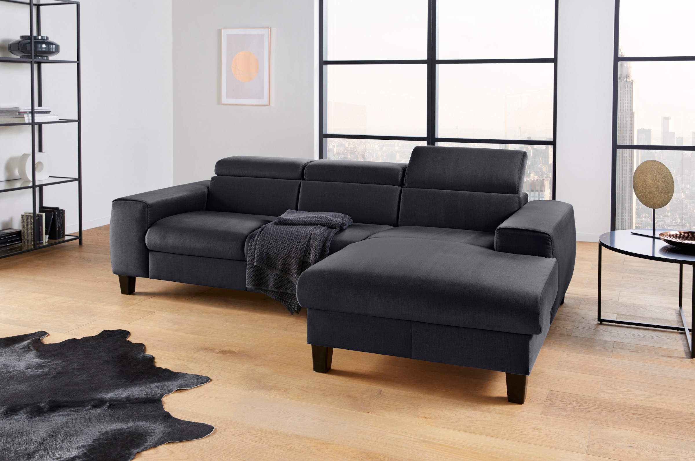 COTTA Ecksofa »Morven L-Form mit Kopfteilverstellung« wahlweise mit Bettfunktion, Bettkasten & Wireless-Charger