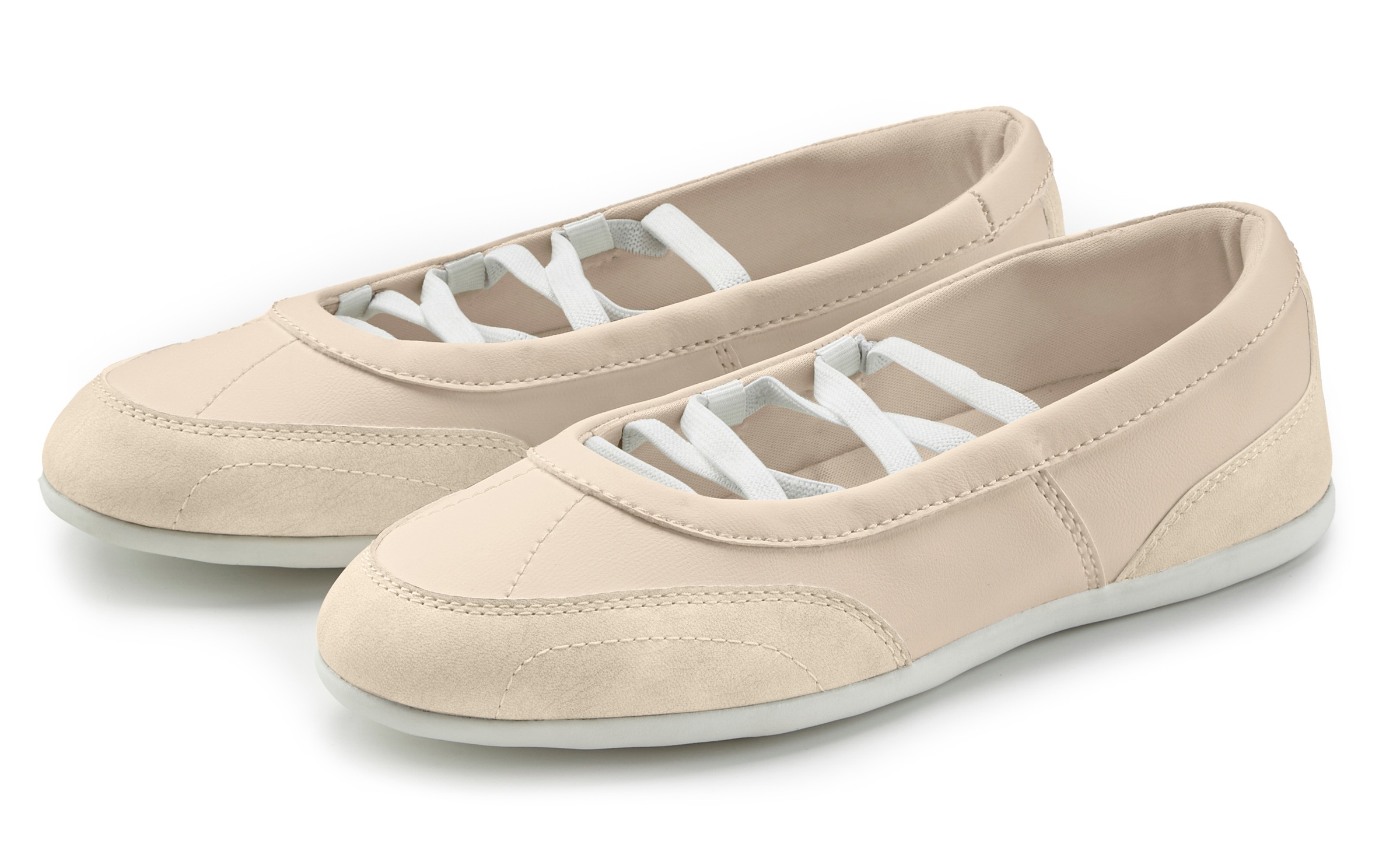 LASCANA Ballerina "Freizeitschuh, Slipper, Halbschuh, Slip-On-Sneaker, Ballerina" zum Reinschlüpfen mit elastischen Bändern VEGAN