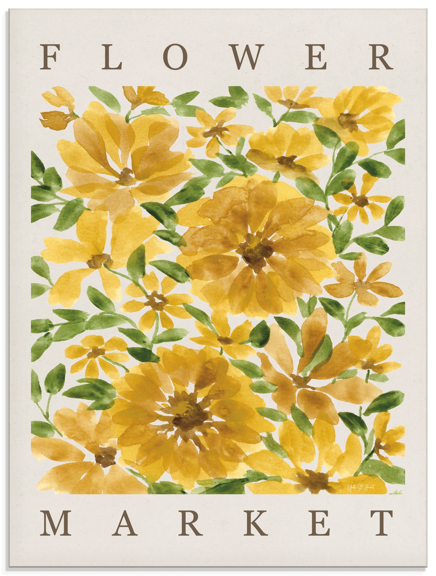 Glasbild ARTLAND "Sunflower Blooms", farbe bild(er): gelb, B:60cm H:80cm, Bilder, in verschiedenen Größen