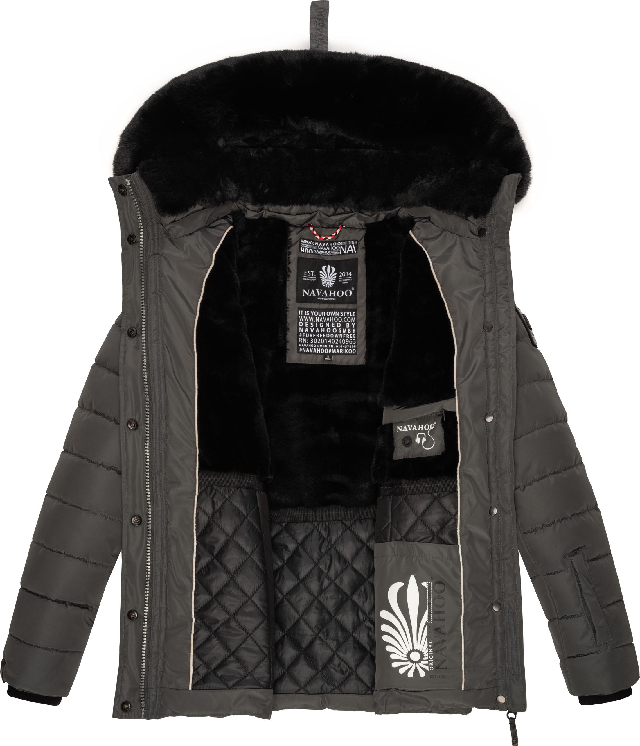 Navahoo Steppjacke »Milianaa«, mit Kapuze, Edle Winterjacke mit weicher Kunstfell-Kapuze