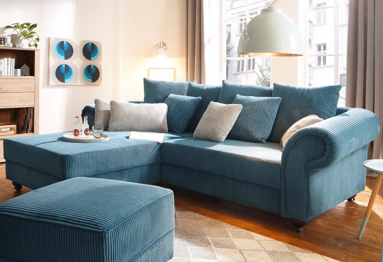 Home affaire Ecksofa "King George King Henry, Mega Sofa, Breite 260cm, L-Form" mit Federkern, in legerer Polsterung und vielen Kissen