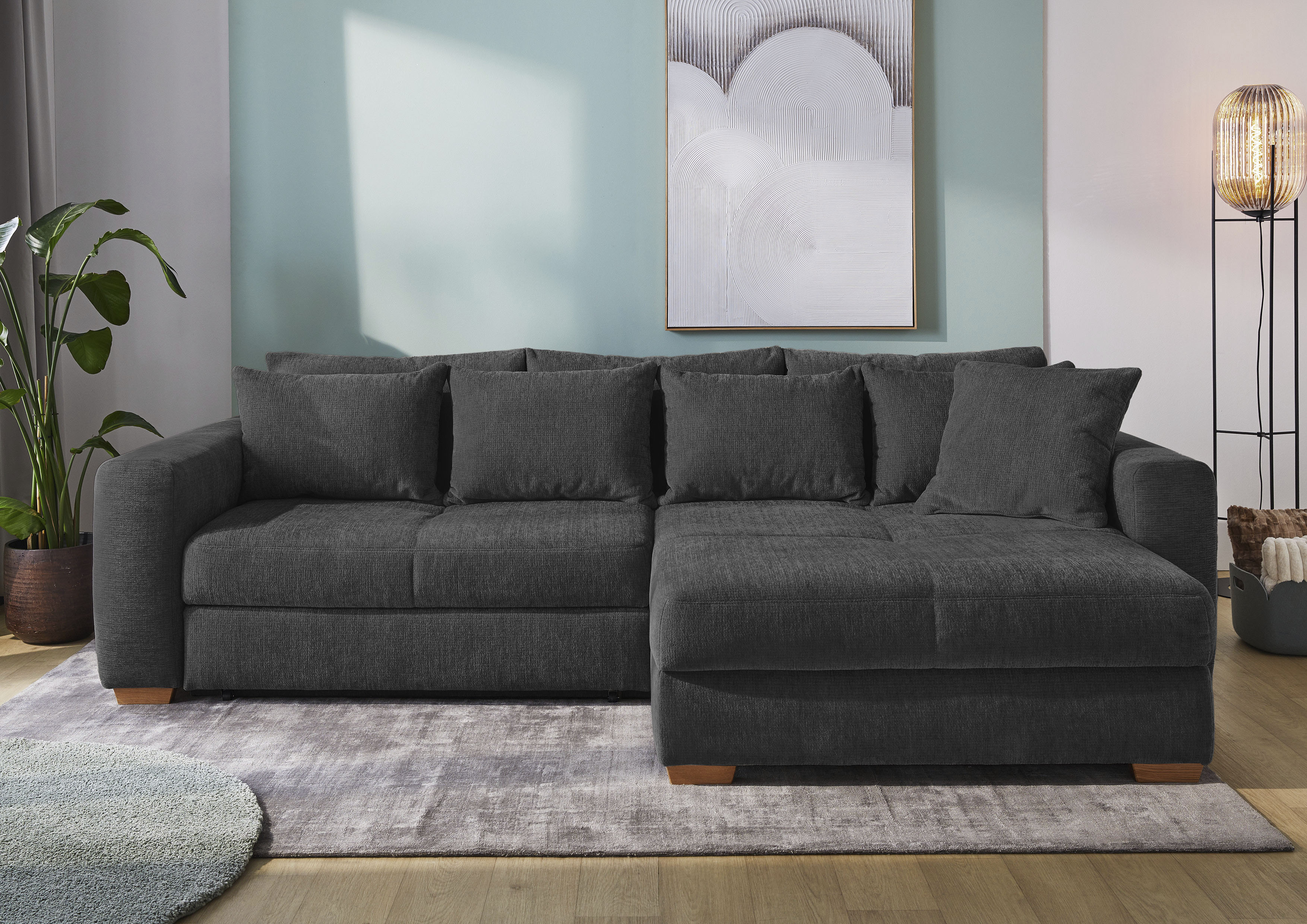 Jockenhöfer Gruppe Ecksofa "Kampen L-Form, B: 288 cm, Liegefl. 153x245 cm" mit Schlaffunktion, Bettkasten & Zierkissen, Federkern