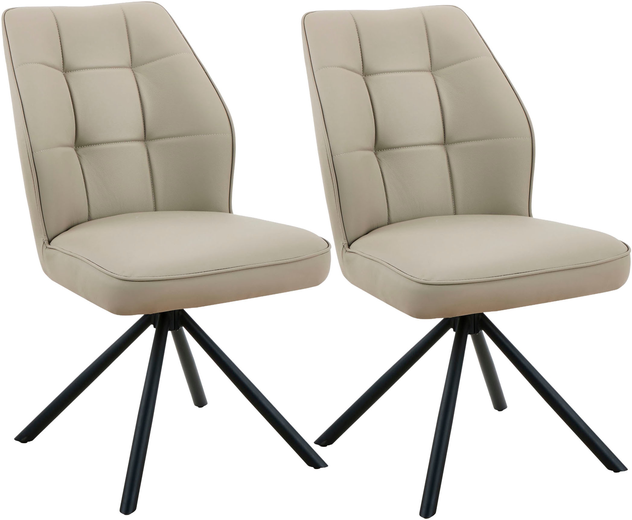 HELA 4-Fußstuhl "BRAGA" (Set) 2 Stk.XL Sitzbreite, 360 drehbar mit Auto-Return, Echtleder