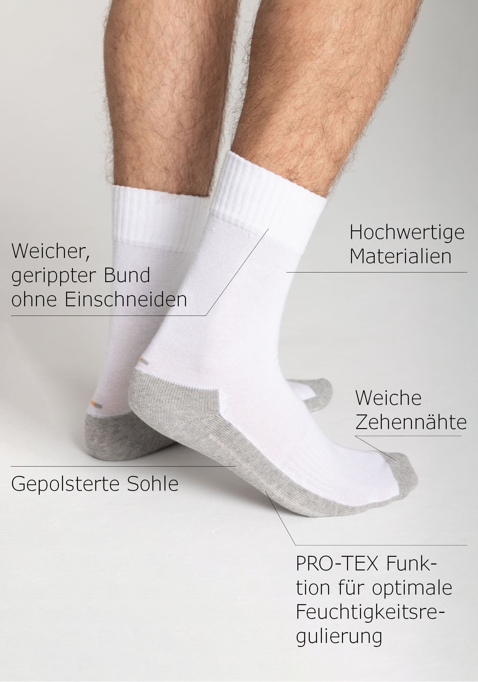 Camano Sportsocken »function«, (4 Paar), mit feuchtigkeitsregulierendem Material