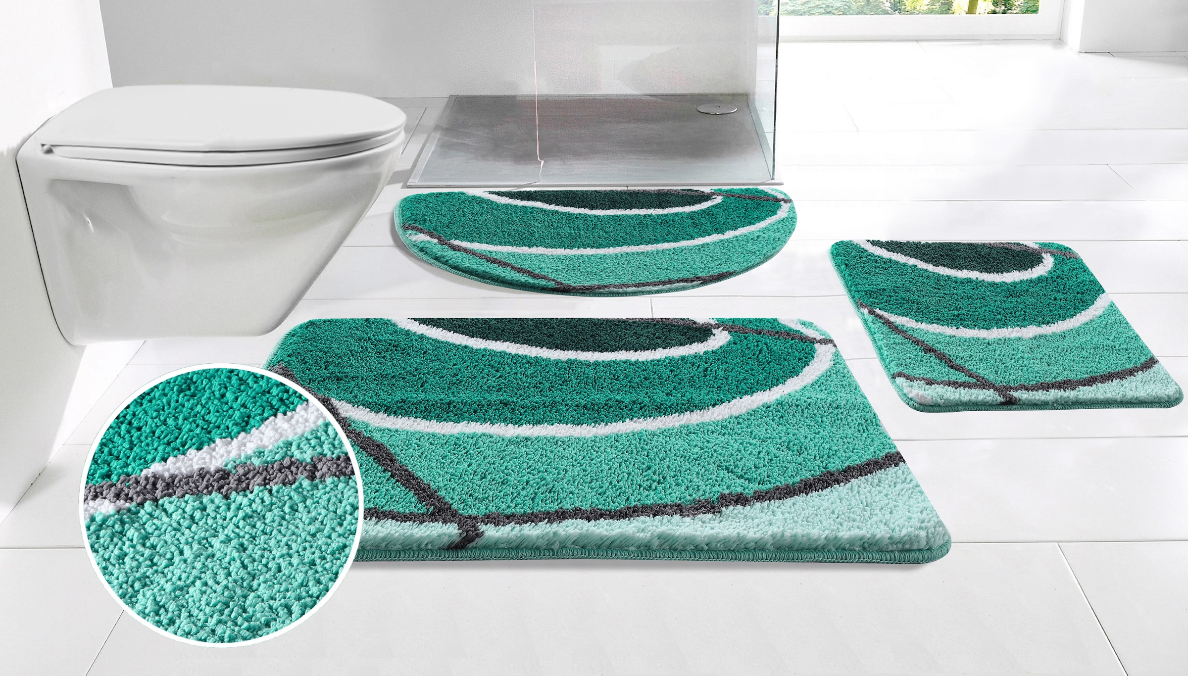 my home Badematte "Juna mit Muster, Badvorleger, Badezimmer Teppich, Duschv günstig online kaufen