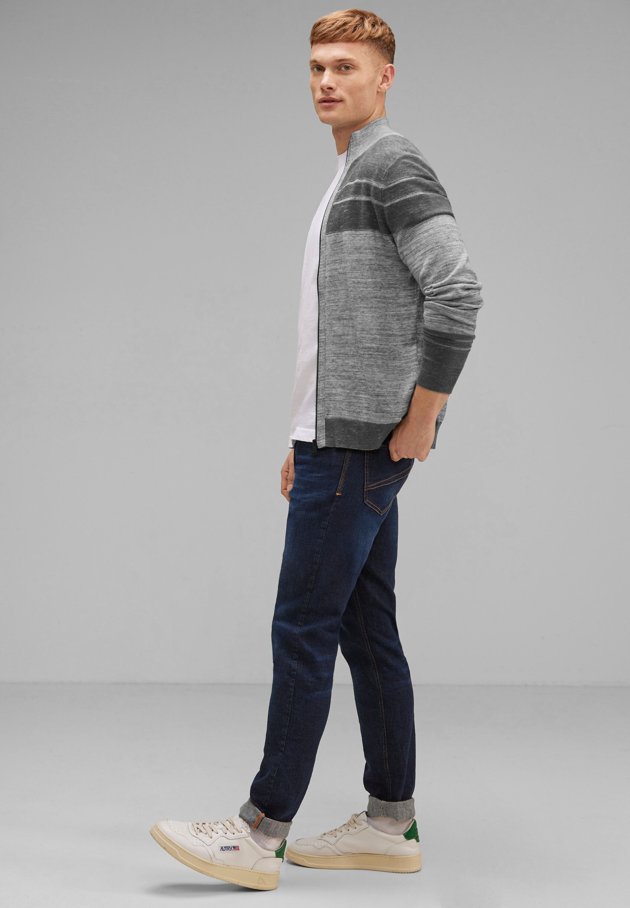 STREET ONE MEN Strickjacke, mit Stehkragen