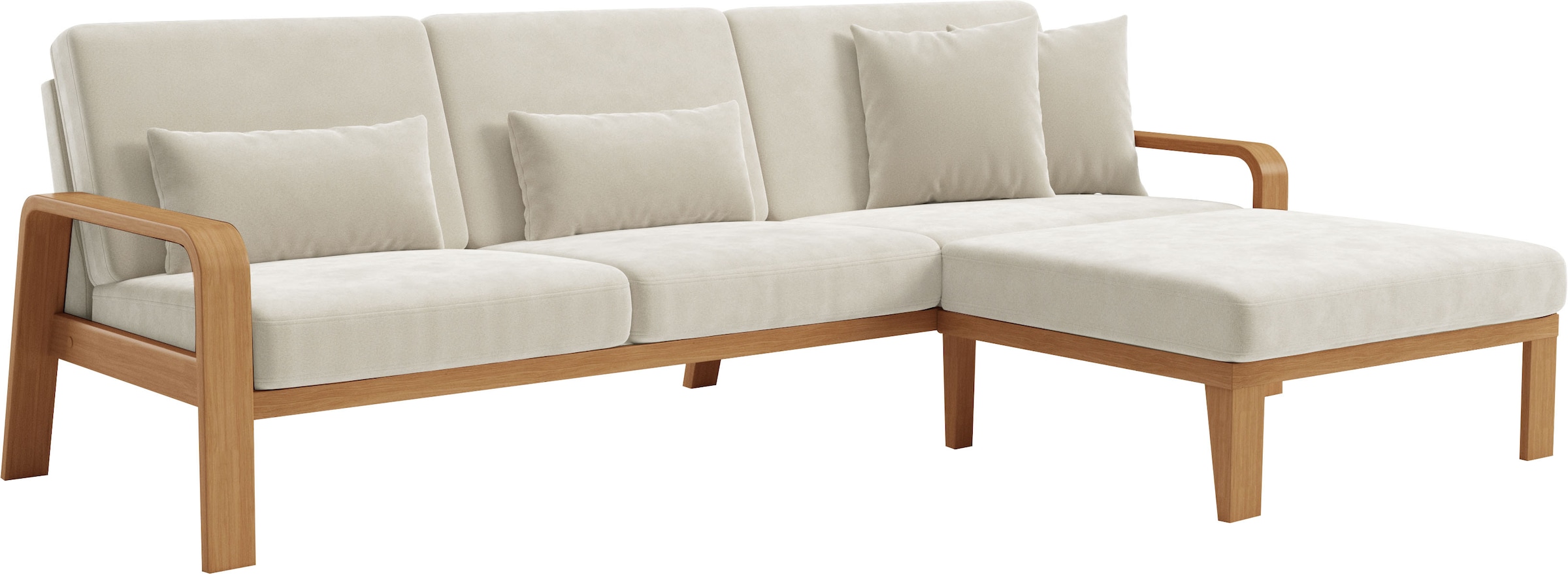 sit&more Ecksofa »Kolding L-Form«, Armlehnen aus eichefarbigem Buchenholz, verschiedene Bezüge und Farben