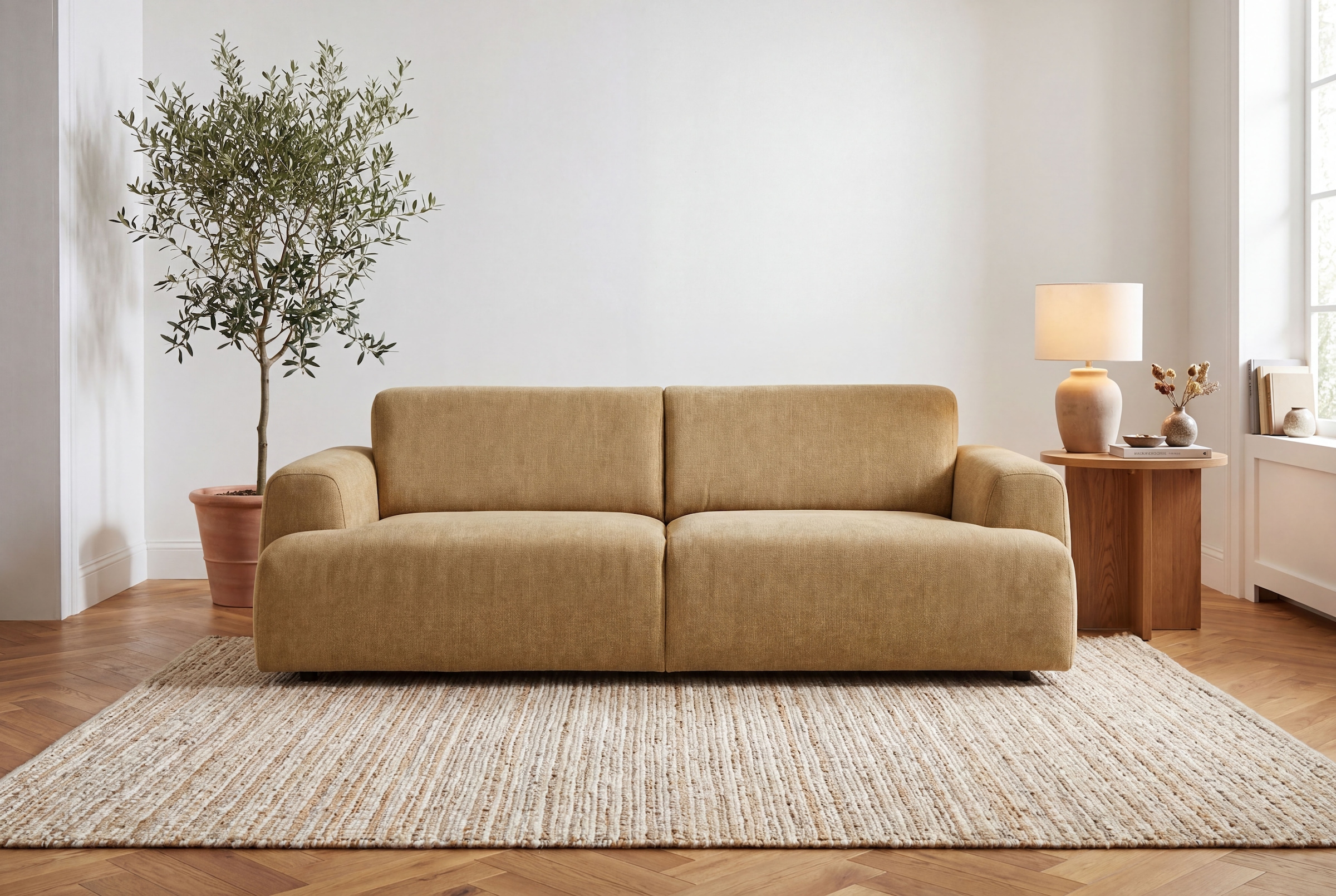 Home affaire 2,5-Sitzer »Linkka, Breite 217 cm« in einem weichen Chenille-Stoff, mit Wellenunterfederung