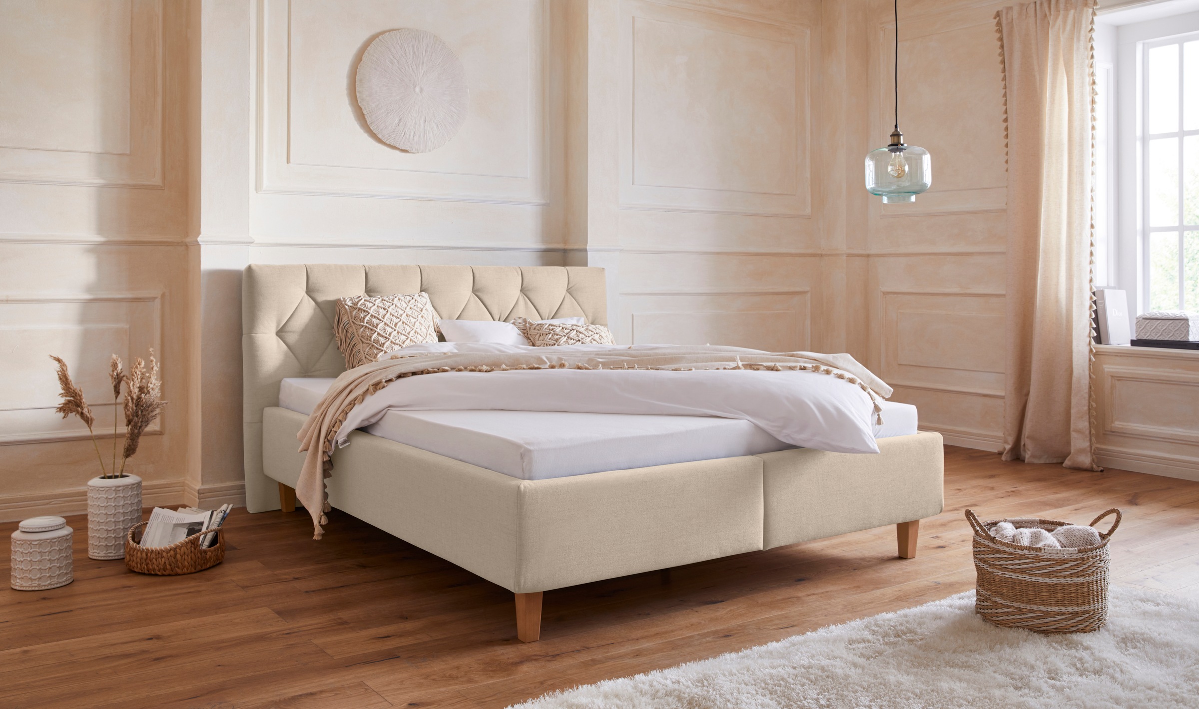 Home affaire Polsterbett "Sunley 100" Kreuzsteppung, Kopfteilhöhe 102 cm, o günstig online kaufen