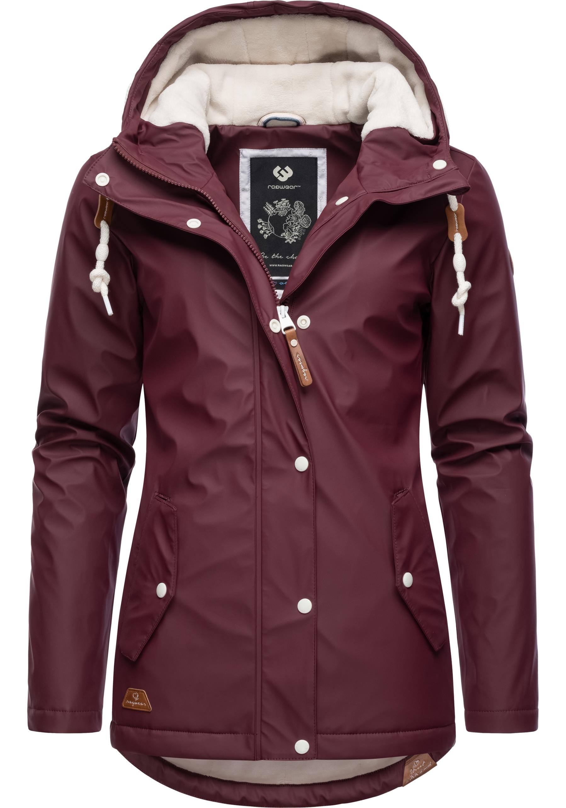 Ragwear Regenjacke »Marge«, mit Kapuze, warm gefütterter Damen Winter Regenmantel
