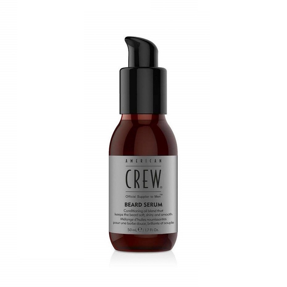 AMERICAN CREW Herren Bartserum "BEARD SERUM", 50ml, grau, Bartpflegemittel, mit reichhaltiger Ölformulierung, zur Rasurvorbereitung, Pumpflasche