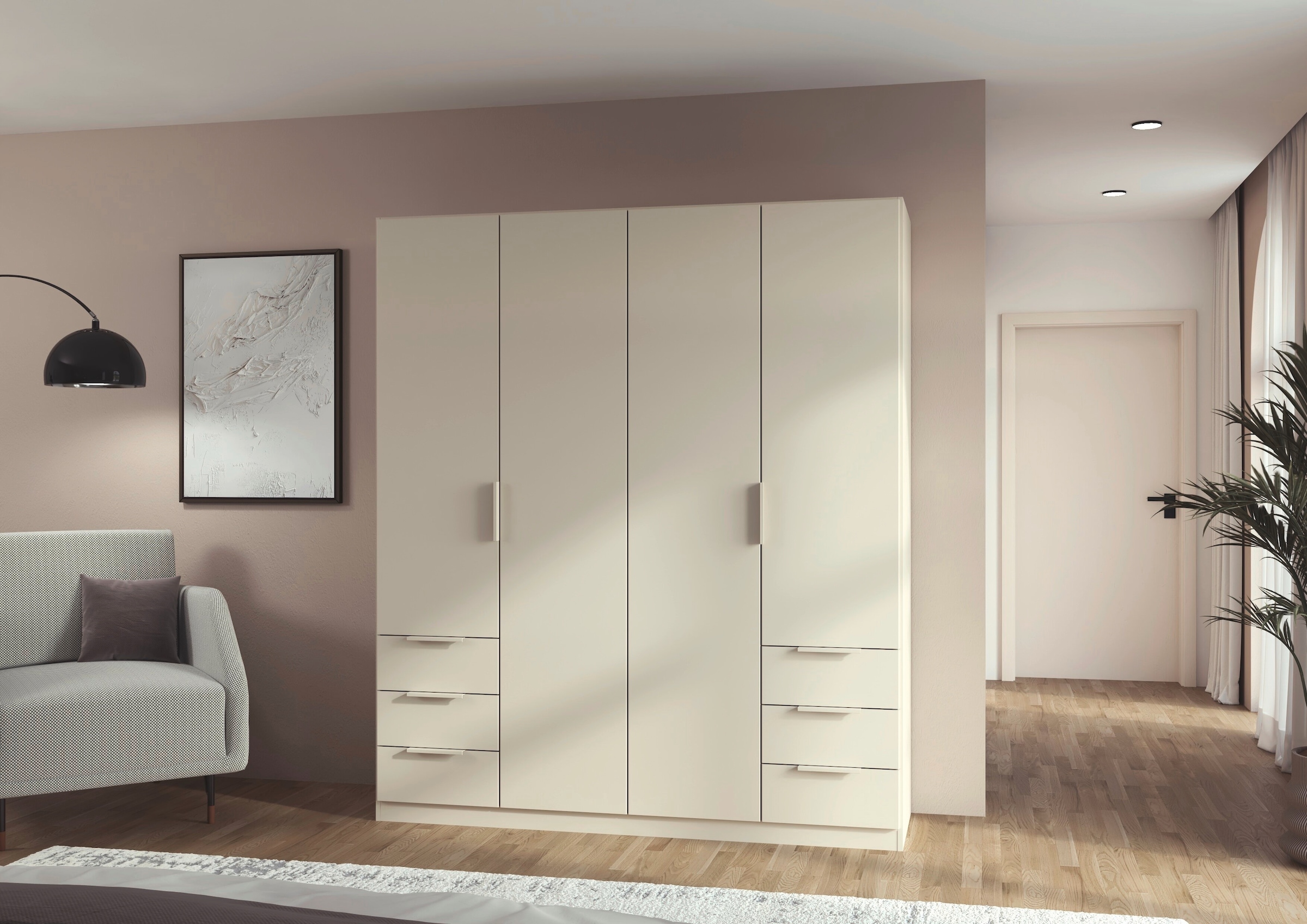 OTTO home Kleiderschrank »Mehrzweckschrank Schrank Schlafzimmer Garderobe Mietswohnung XEELINA« Mehr Flexibilität durch variable Schubladenanordnung MADE IN GERMANY