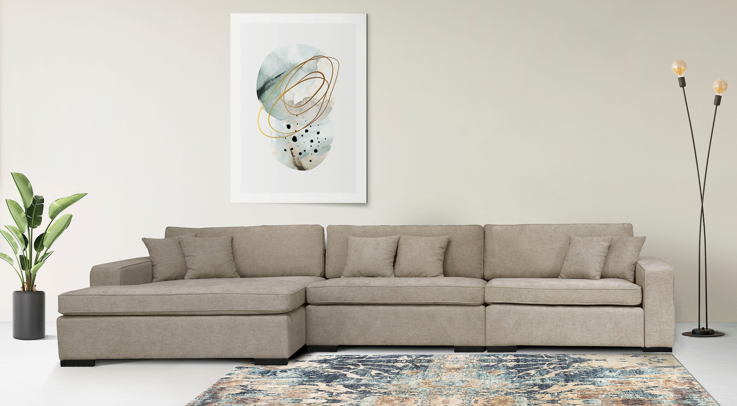 Home affaire Ottomane "Skara L-Form", Lounge-Sofa mit Federkernpolsterung, günstig online kaufen