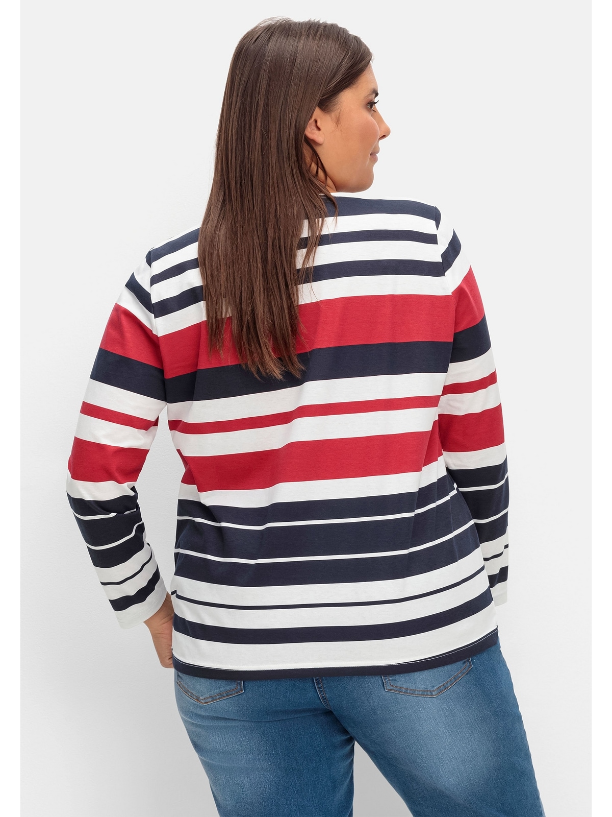 Sheego Langarmshirt »Große Größen«, aus mit kaufen BAUR Jersey, für Blockstreifen 