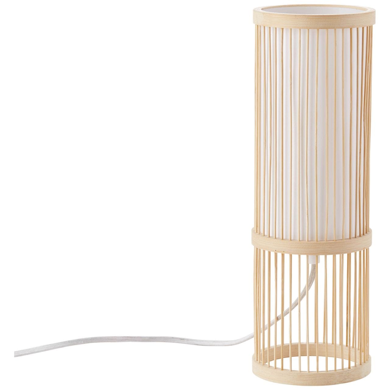 Brilliant Tischleuchte »Nori«, 1 flammig, Leuchtmittel E27 | ohne Leuchtmittel, 36 cm Höhe, Ø 12 cm, E27, Bambus/Textil, natur/weiß